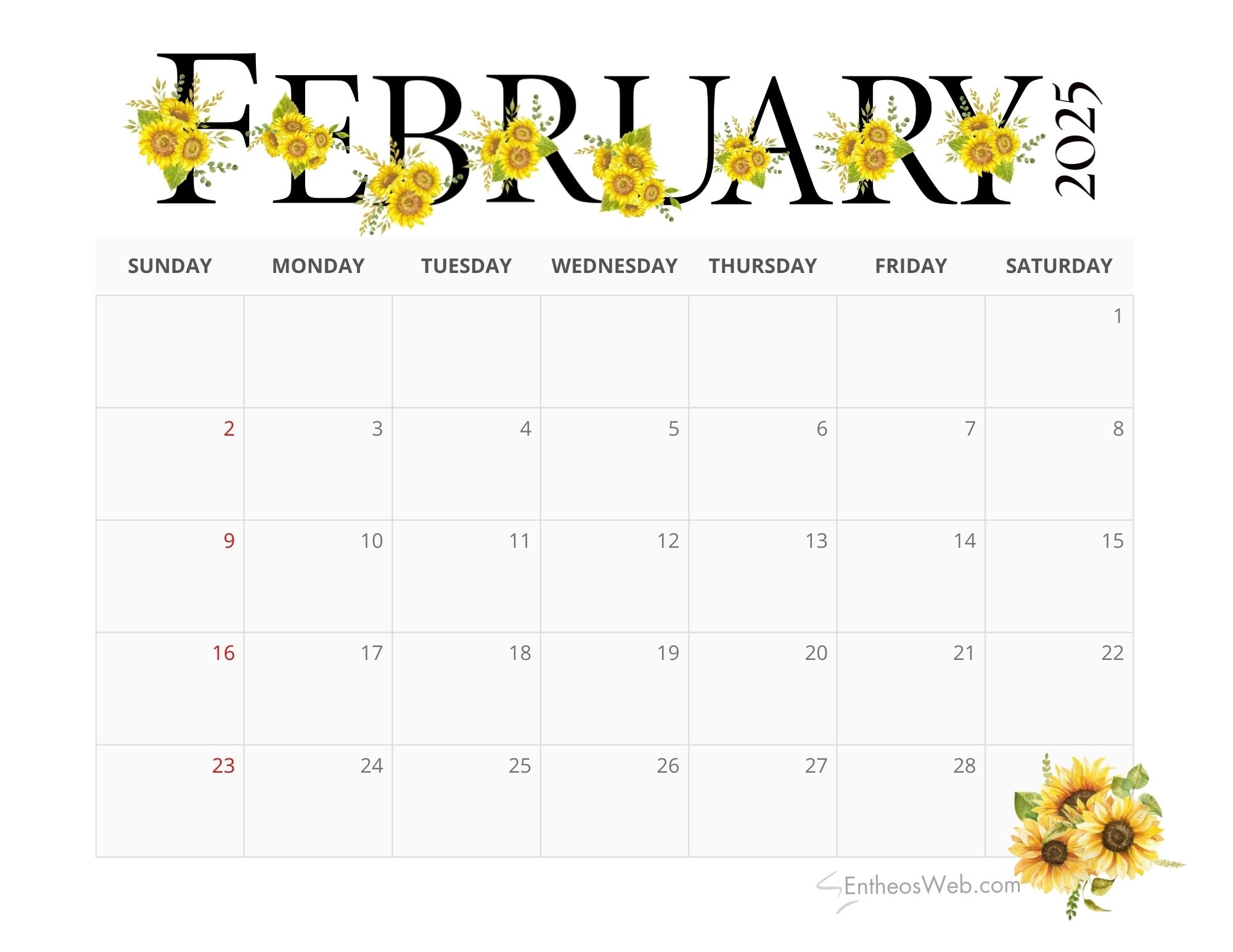 Free Printable Blank 2025 Monthly Calendar