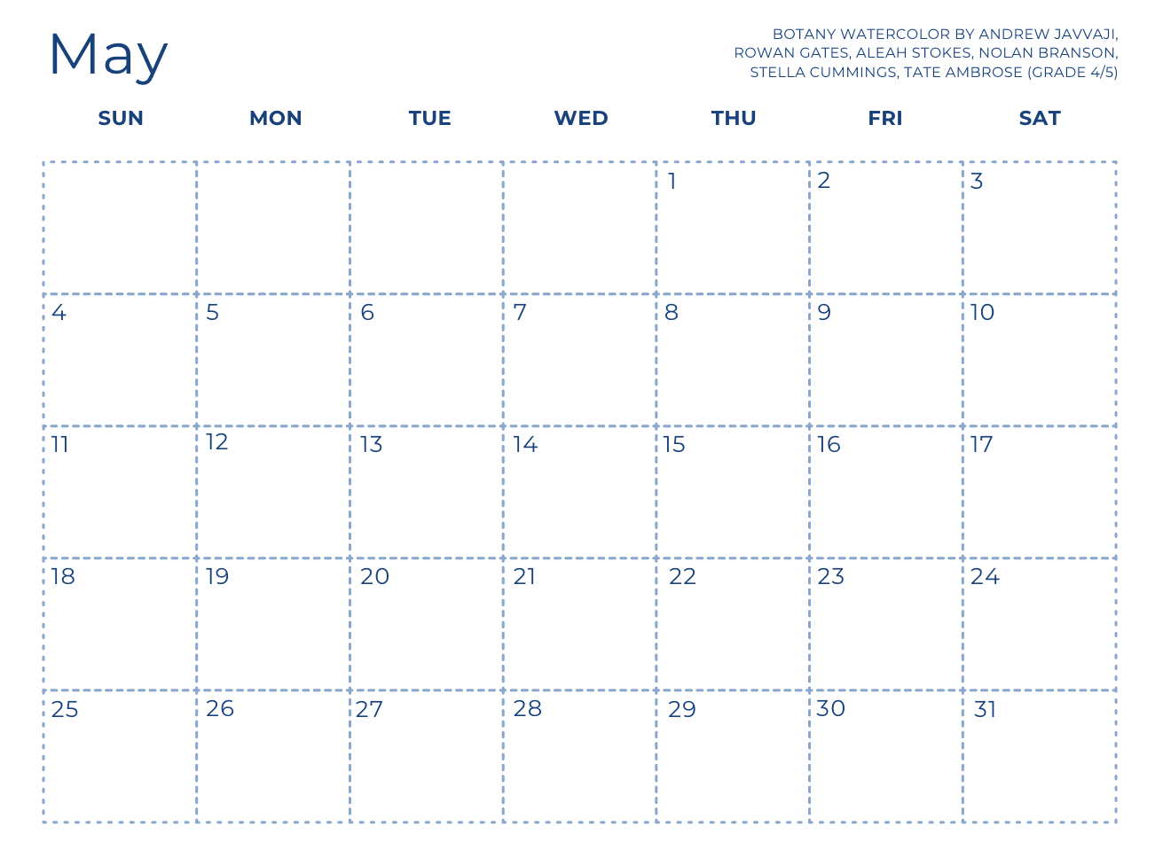 Blank 2025 Wall Calendar