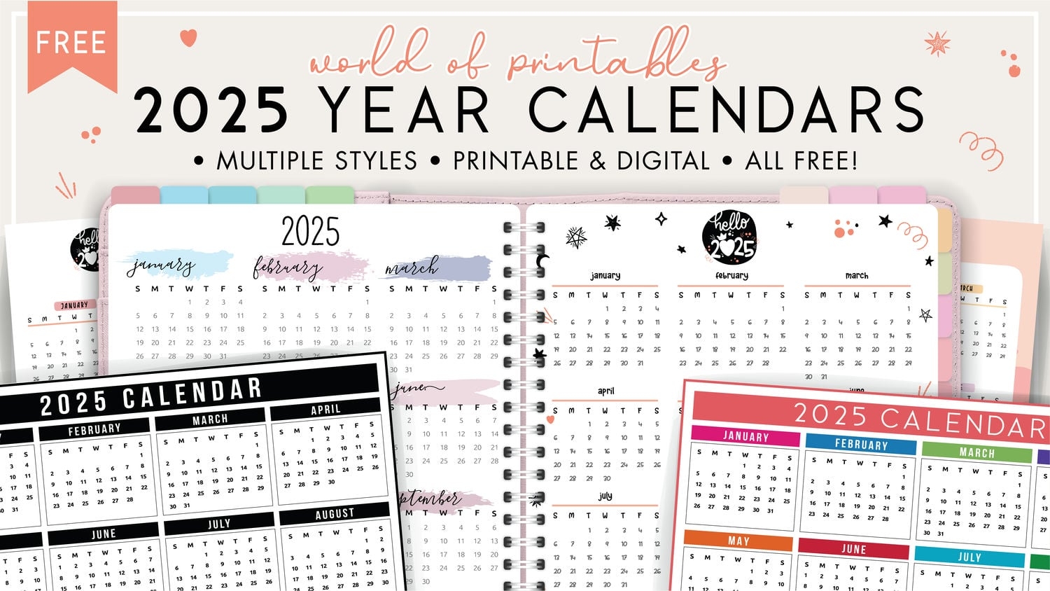 2025 Yearly Calendar With Blank Notes