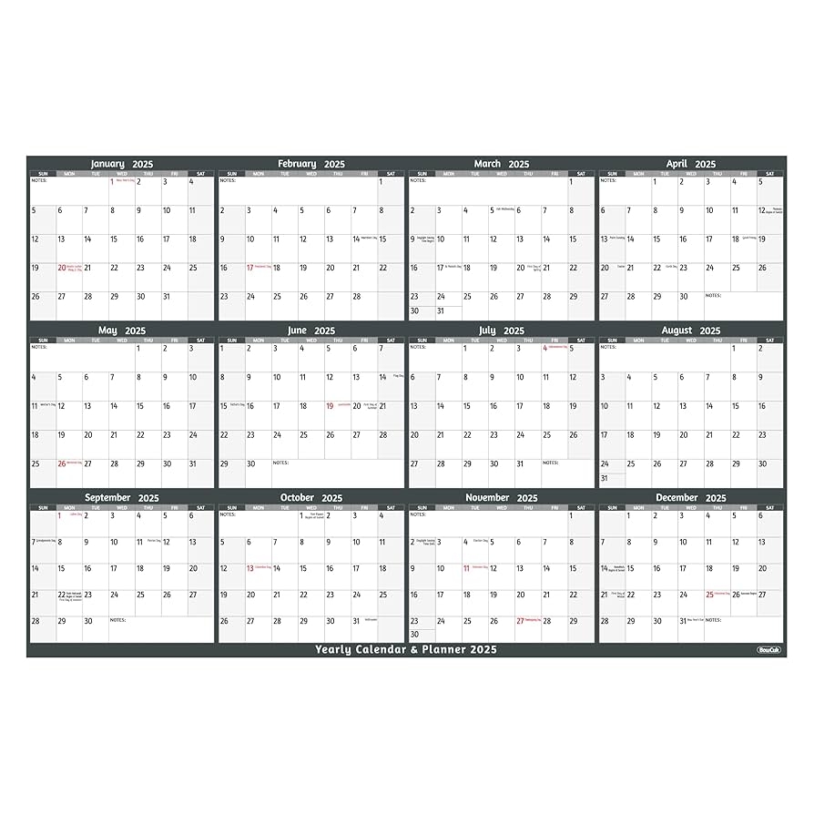 2025 Yearly Wall Calendar Large Yearly Calendar 2025 Jan 2025 Dec 2025 38 2 X 25 2 Open Large Wall Calendar 2025 Full Year Paper Calendar With Notes Thicker Paper Stickers Grey Amazon sg Office Products