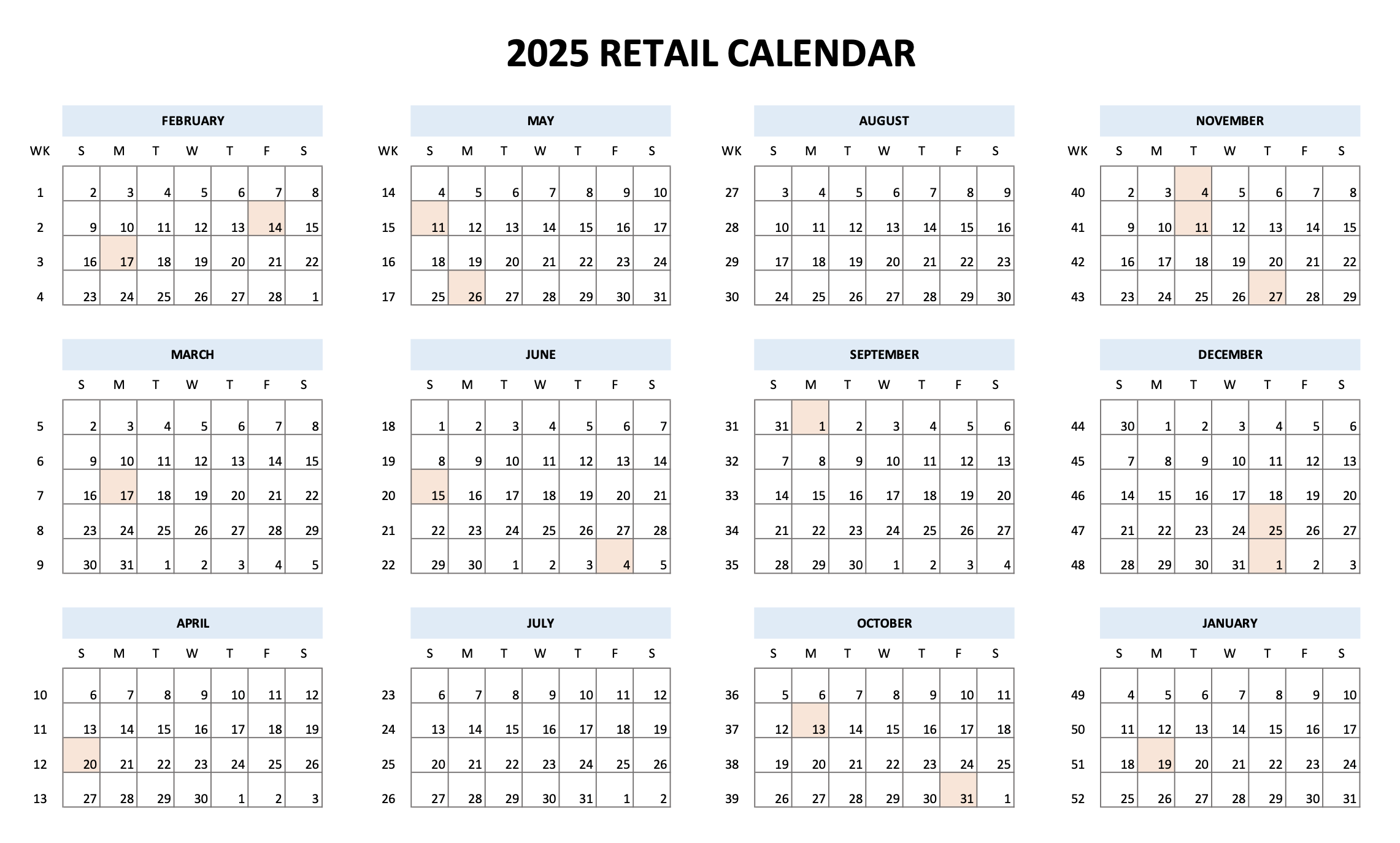 Blank Work Week Calendar 2025