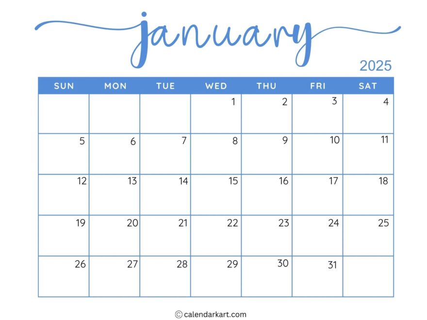 40 Printable January 2025 Calendars Free Pdf Calendarkart