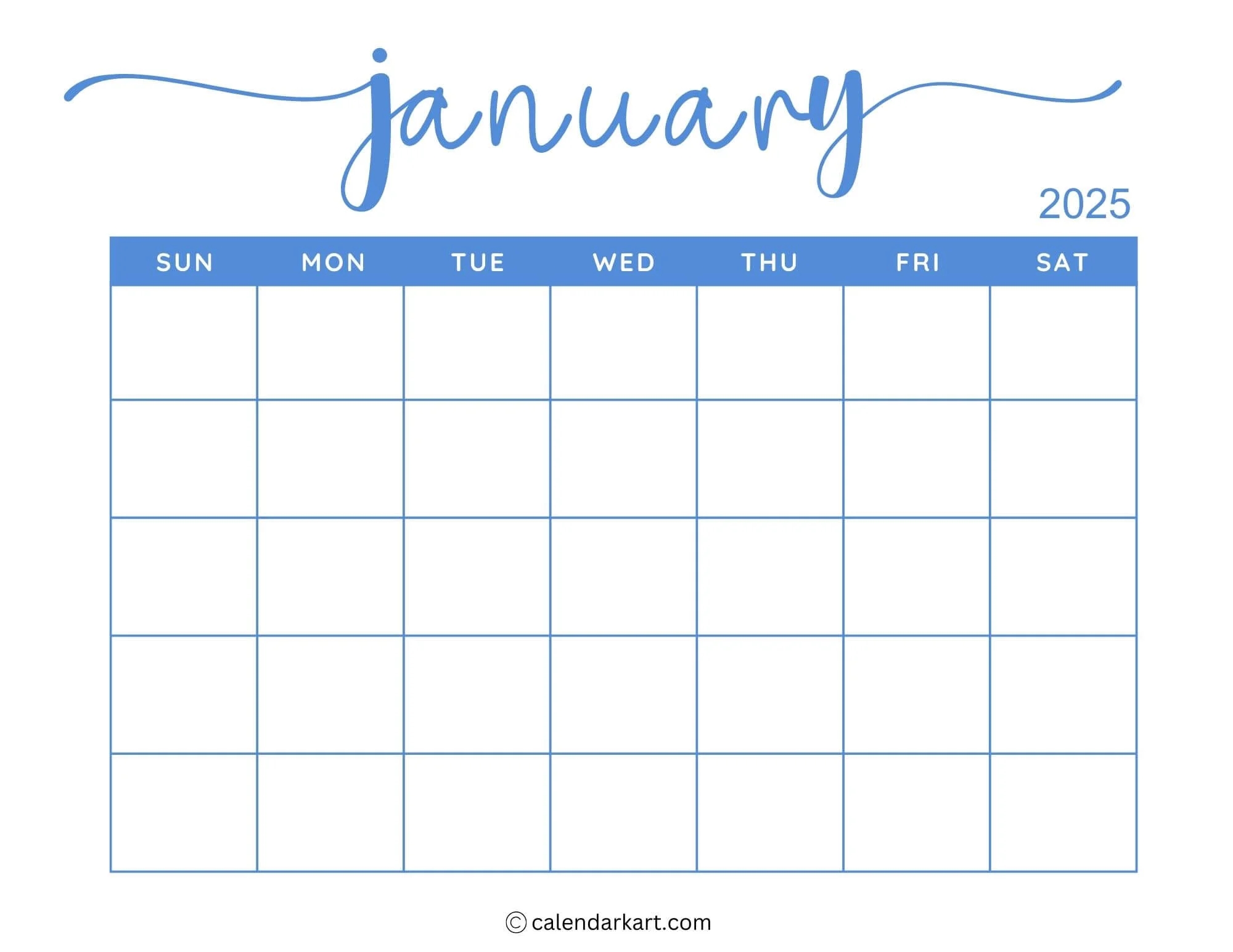 Cute Free Blank Printable Calendar 2025