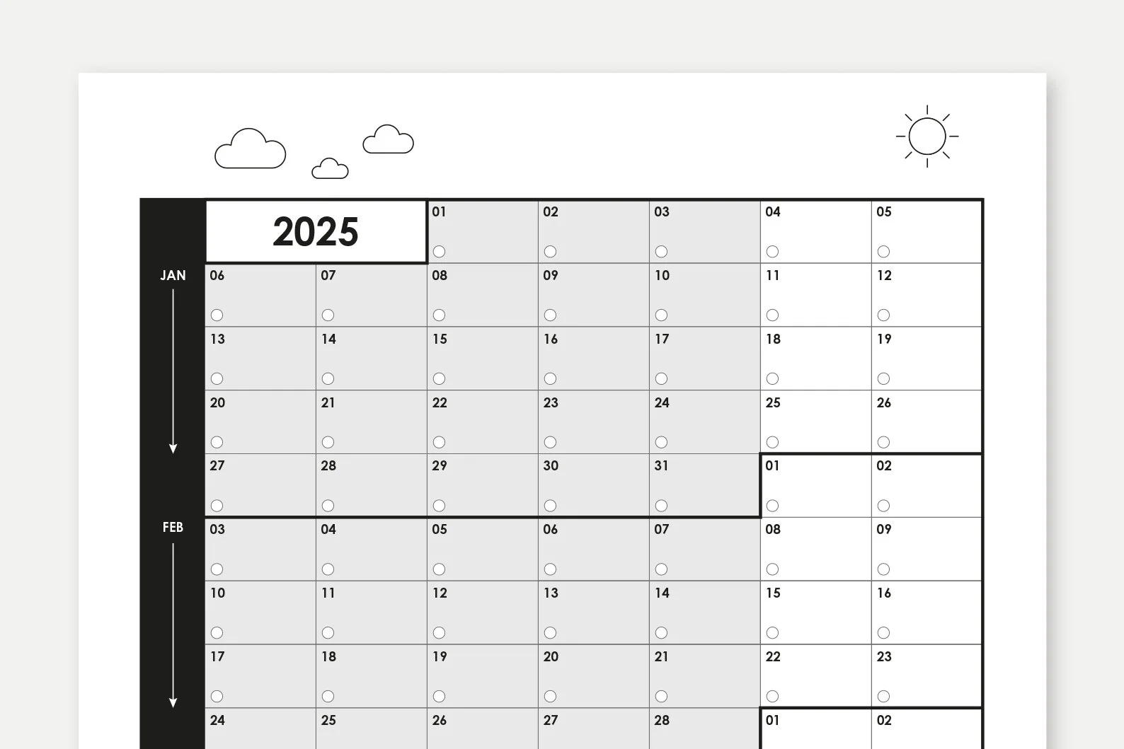 52 Weekends VERTICAL 2025 Planner Calendar For Your Wall Minimal Simple Design Poster Size With 52 Weeks Of The Year Plotted Straight Etsy