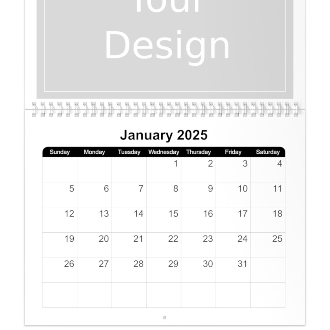 Plain 8x10 Blank Monthly Calendar 2025