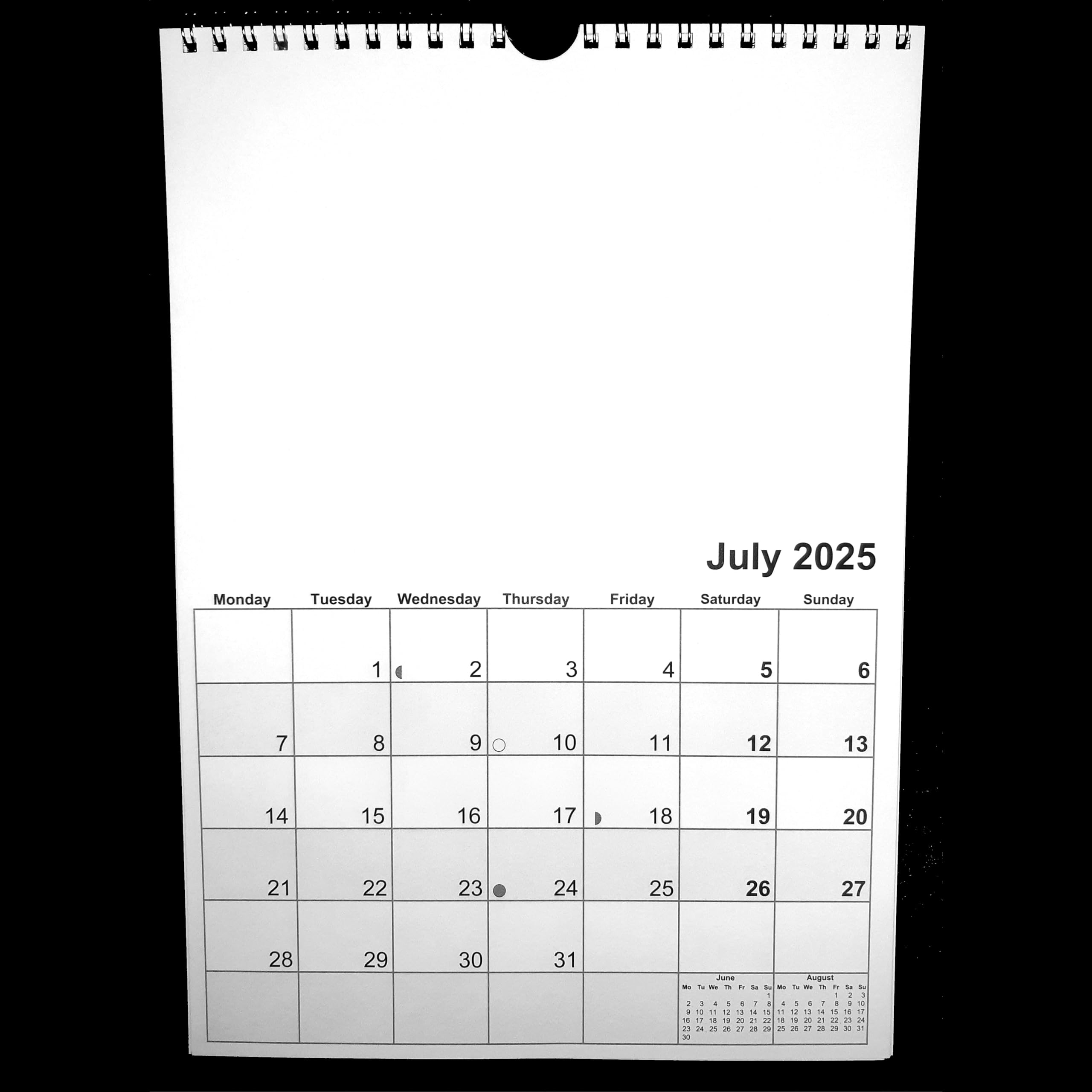 A4 Wire Bound 2025 Blank Calendar Planner White Amazon co uk Stationery Office Supplies
