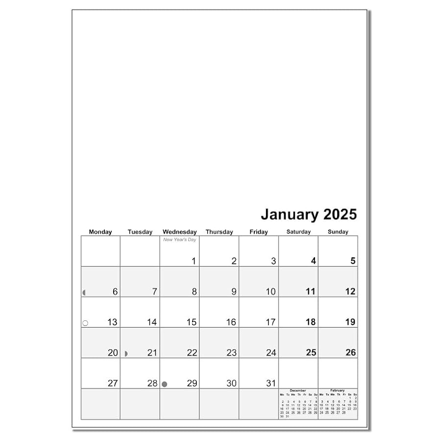A4 Wire Bound 2025 Blank Calendar Planner White Amazon co uk Stationery Office Supplies