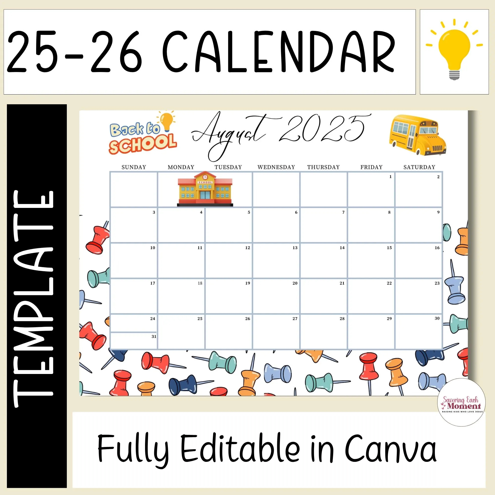 Academic Calendar Etsy