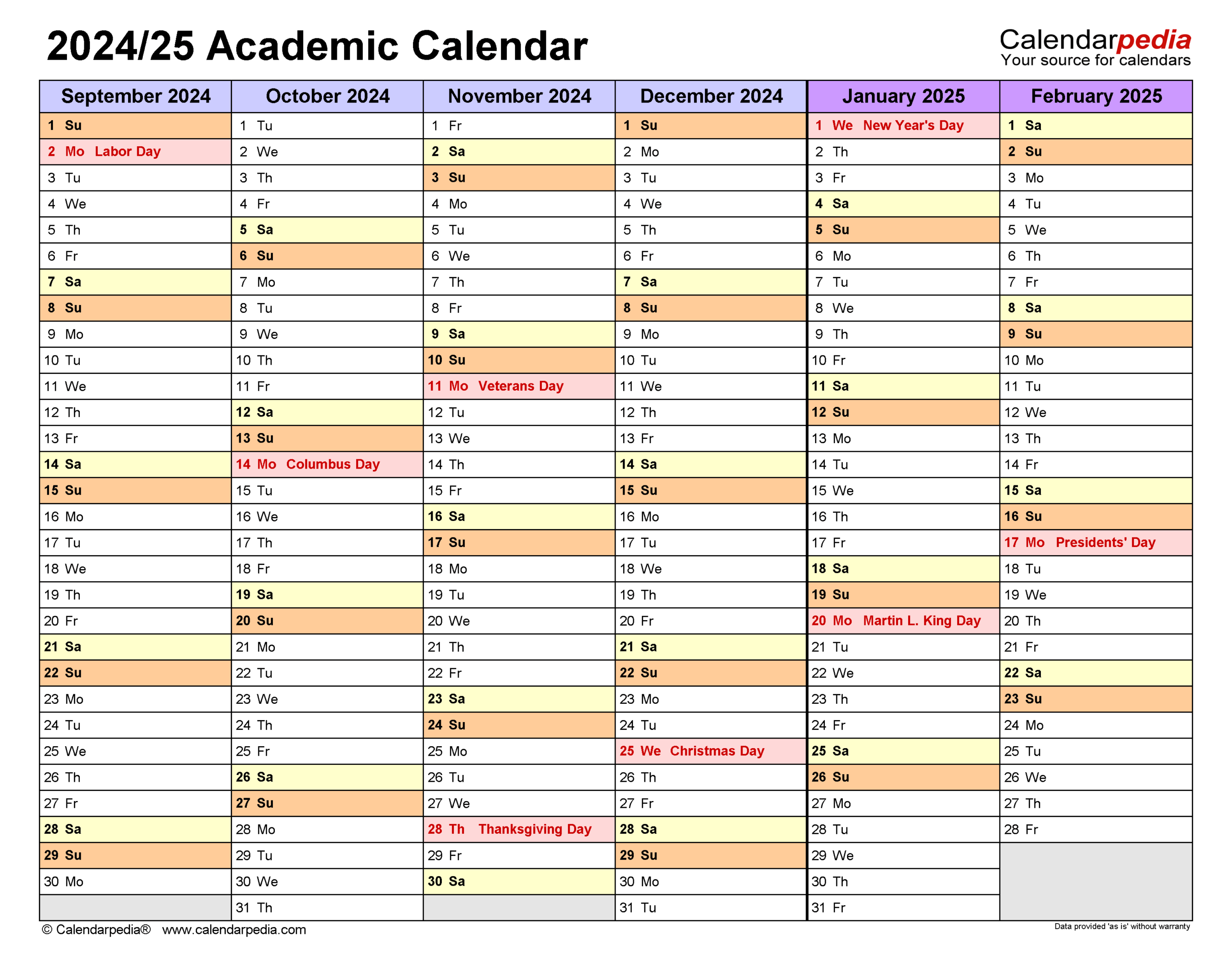 Academic Calendars 2024 2025 Free Printable PDF Templates