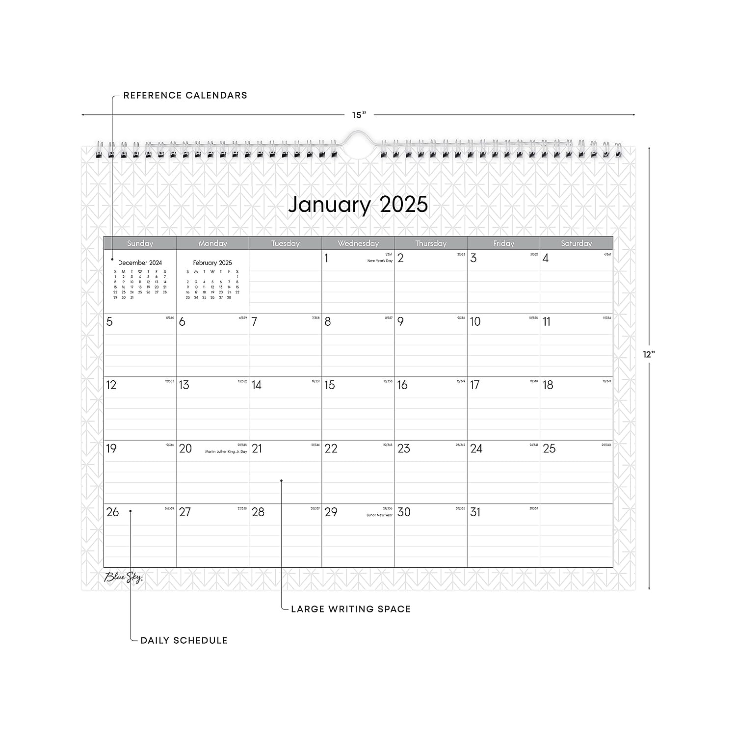 Amazon 2025 Blue Sky Monthly Wall Calendar 15 X 12 Enterprise January 2025 To December 2025 Office Products