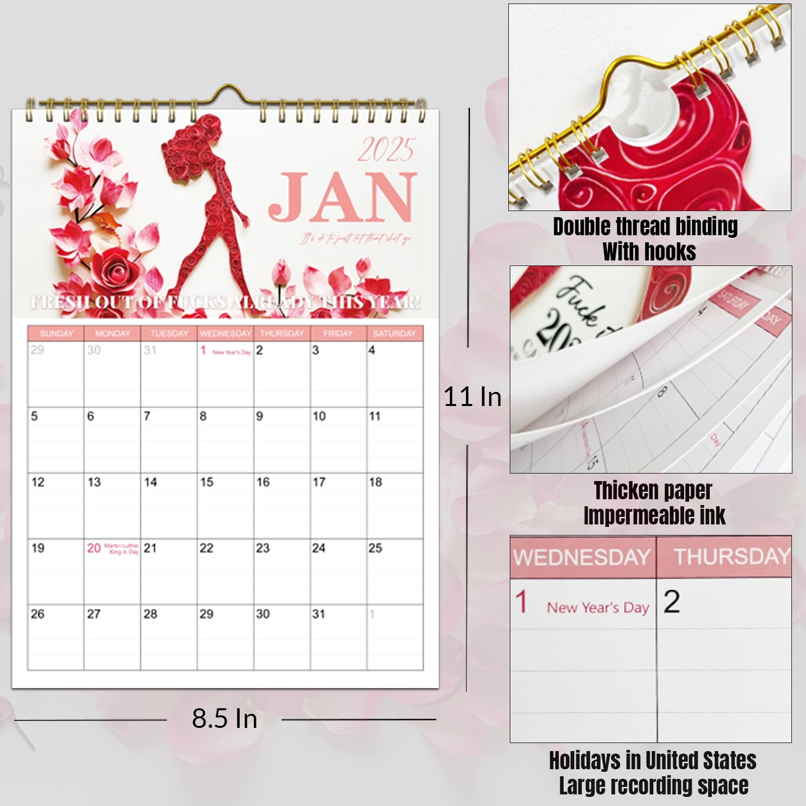 Amazon 2025 Calendar Fuck It Calendar For Tired Ass Women Funny Swear Word Monthly Wall Calender 12 Month Wall Planners Christmas Gift 11x8 5In Office Products
