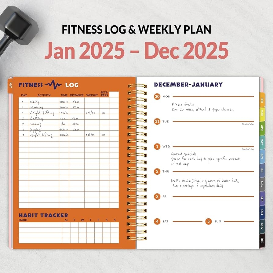 Amazon 2025 Fitness Workout Journal Planner For Women Men From JAN 2025 DEC 2025 Exercise Planner 6 4 X 8 3 Fitness Tracker Journal Essentials For Goals Tracking Gifts With PVC Plastic