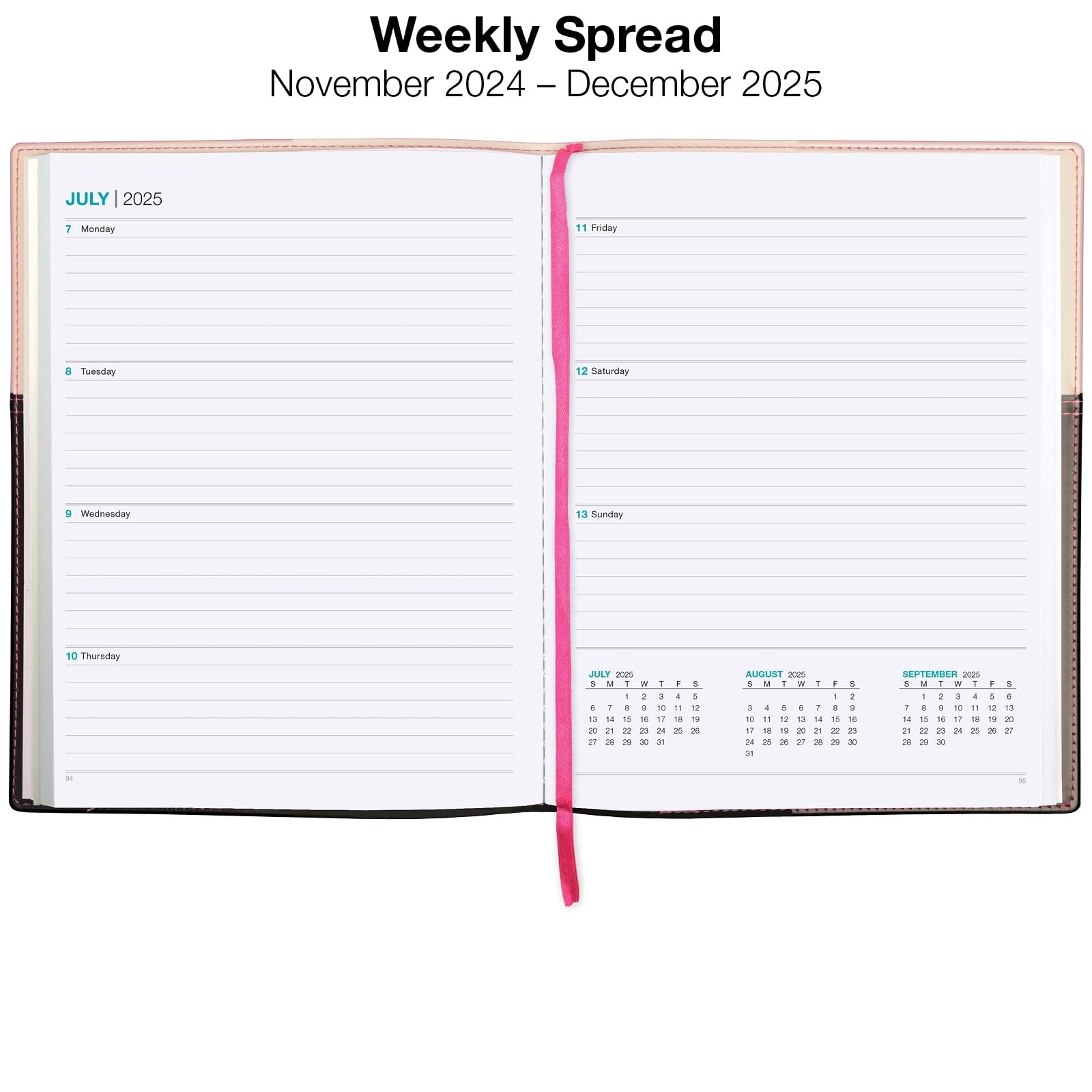 Amazon 2025 Planner Calendar 8 x10 Includes 14 Months November 2024 December 2025 2025 Weekly Planner Weekly Agenda Monthly Calendar Organizer Pink Black Office Products