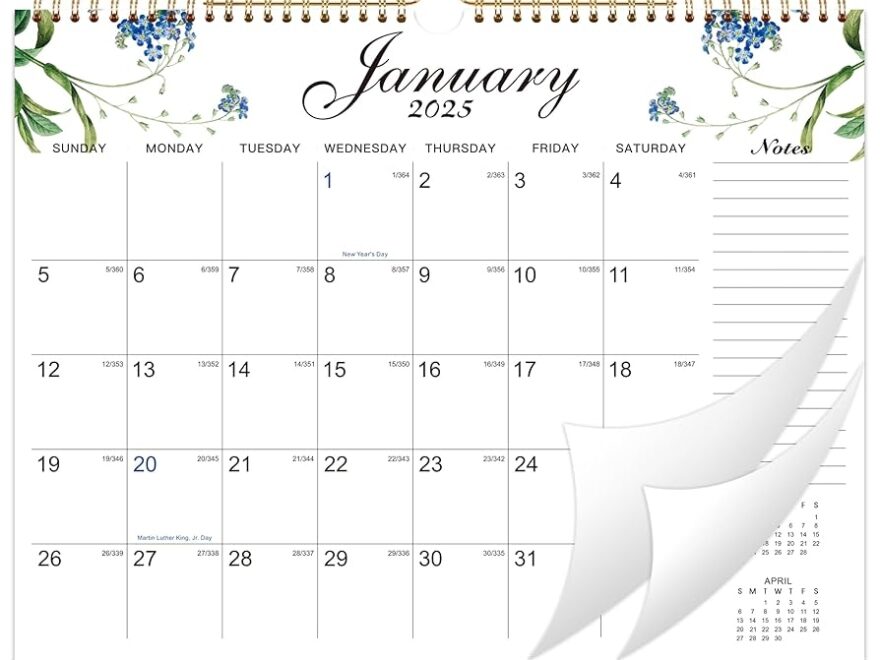 Amazon 2025 Wall Calendar 14 8 X 11 6 Large Wall Calendar From January 2025 December 2025 12 Months Calendar 2025 With Different Flower Design Office Products