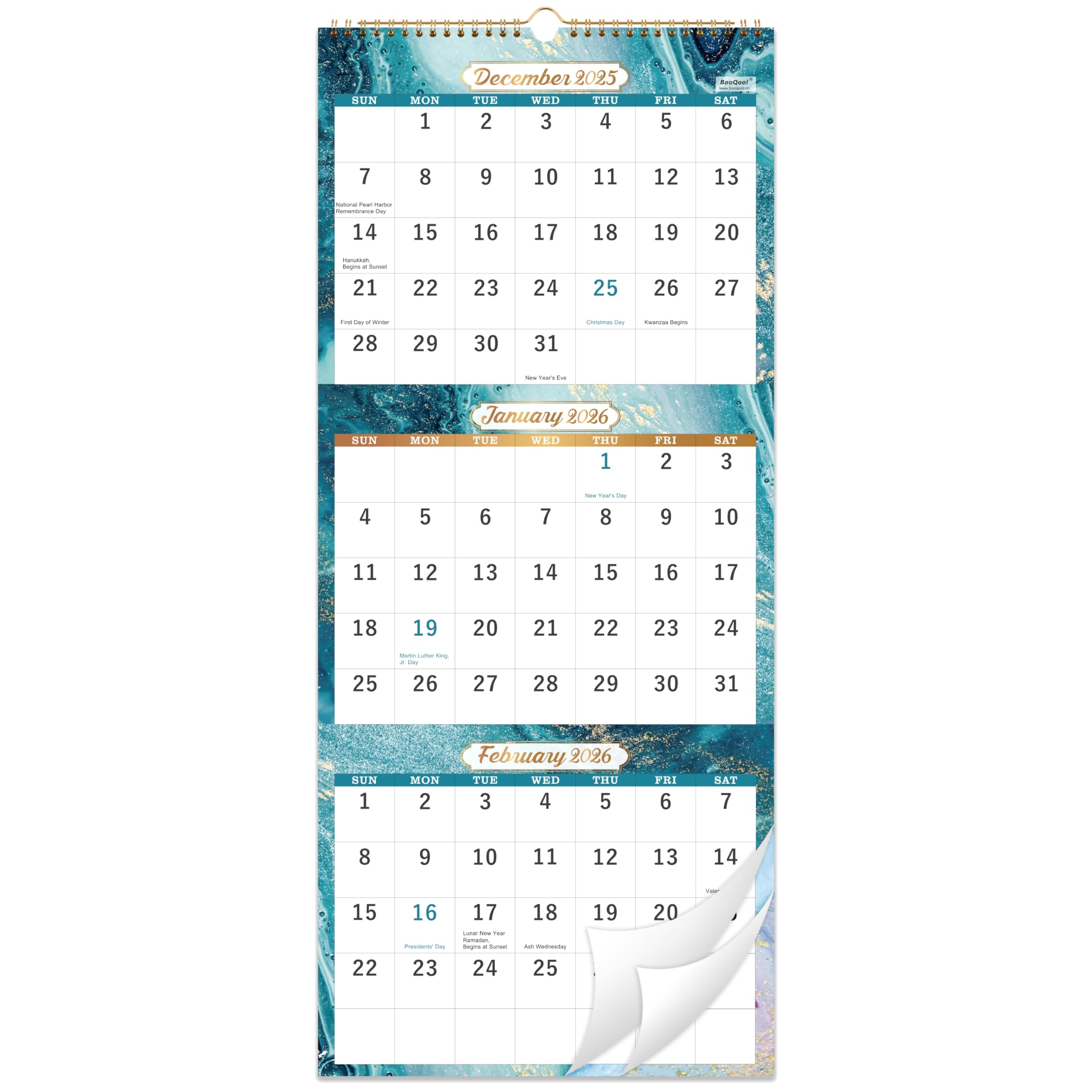 Amazon 2026 Wall Calendar 3 Month Calendar 2026 Dec 2025 Jan 2027 11 X 26 14 Months Calendar Vertical Large Lay Flat Design Office Products