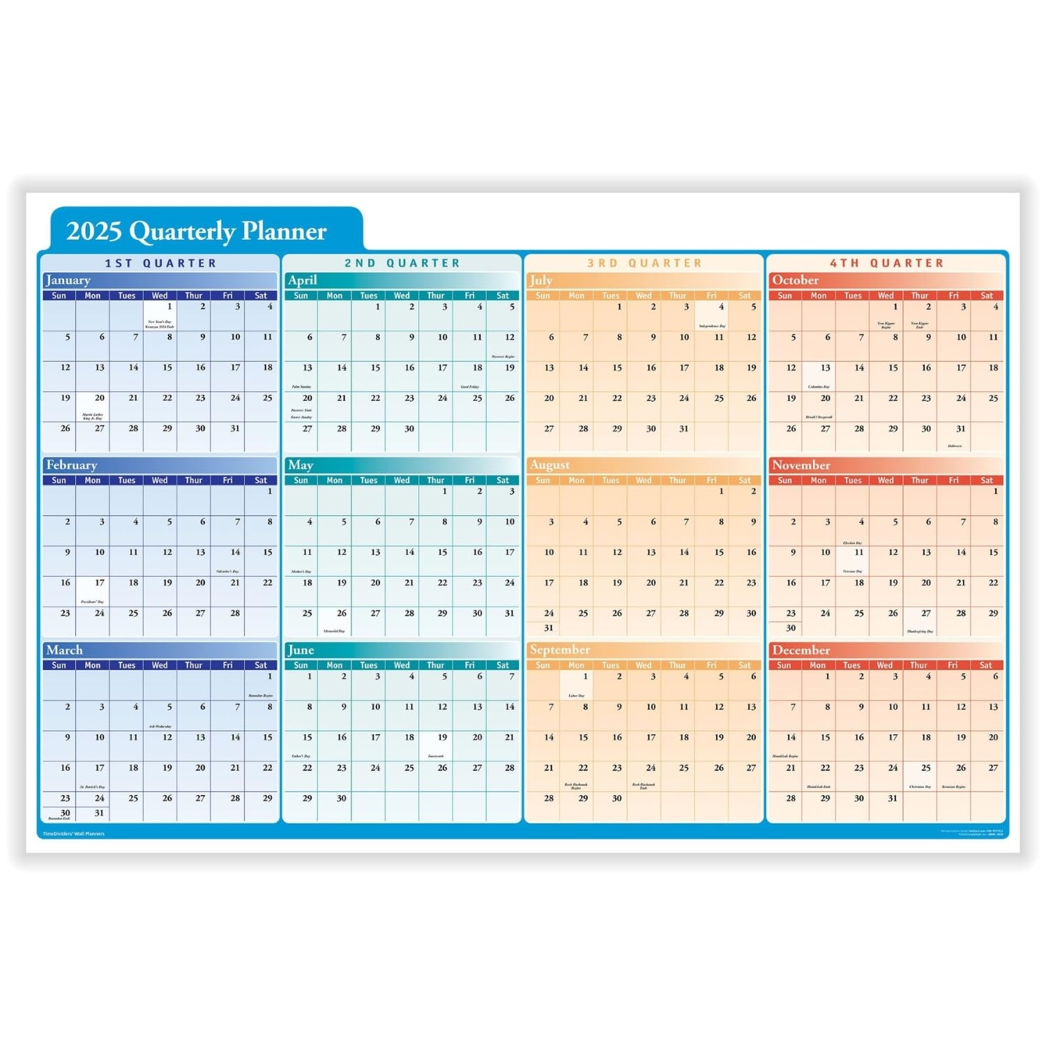 Amazon ComplyRight 2025 Quarterly Planner 2 Sided 36 X 24 Office Products