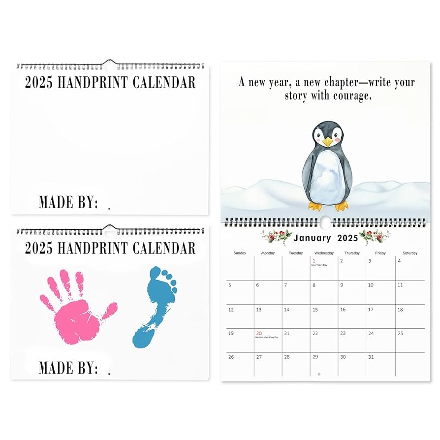Amazon DIY Handprint Themed 2025 Calendar Make Your Own 2025 Blank Calendar With Kids Family Unique 2025 Calendars Gift 14 9 11 4 Inch Paint Not Included Office Products