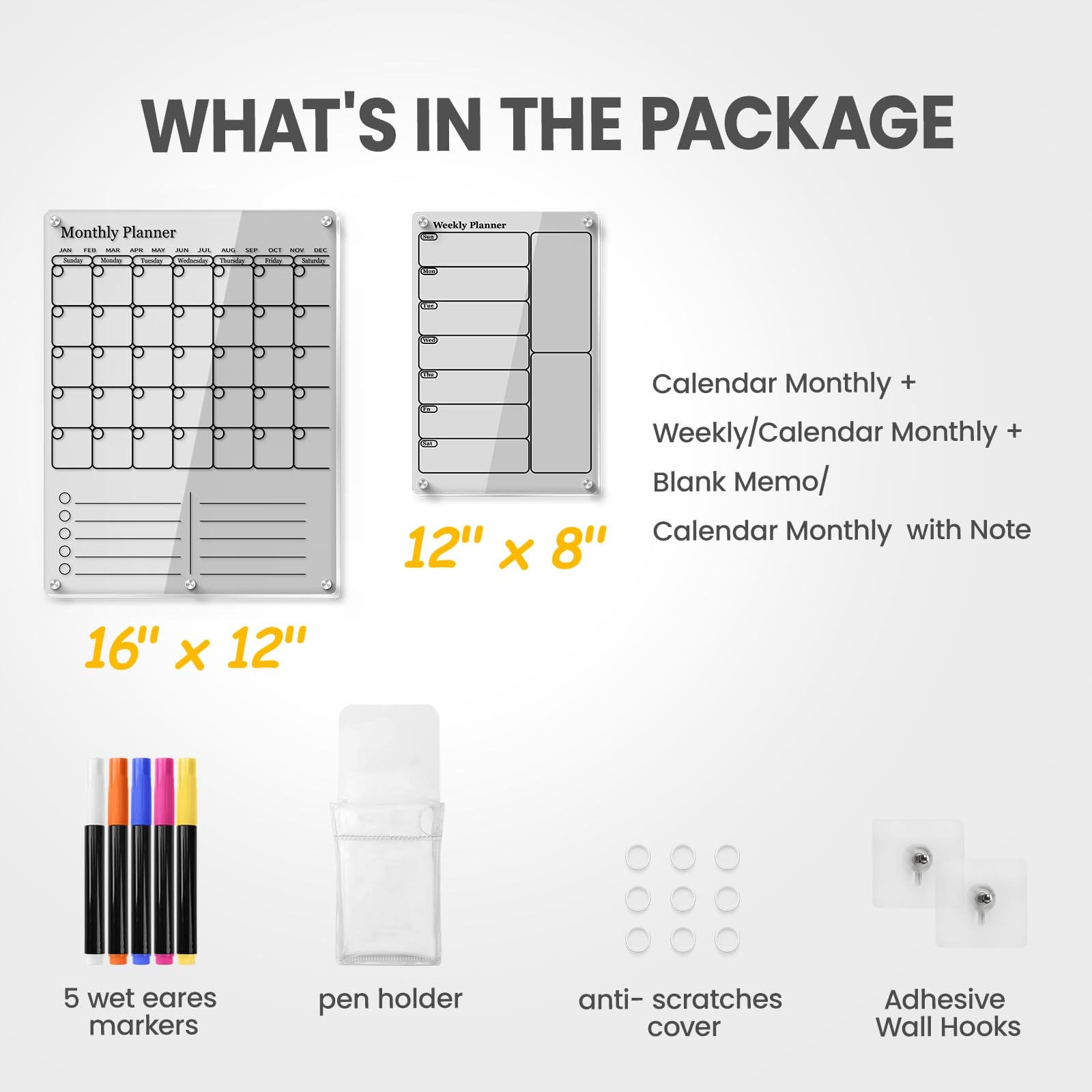 Amazon IDEATECH Calendar 2025 Planner For Fridge Wall Acrylic Magnetic Calendars For Refrigerator Clear Monthly Dry Erase Board To Do List WhiteBoard Kitchen Menu Board Meal Planner 2 Pack Black 