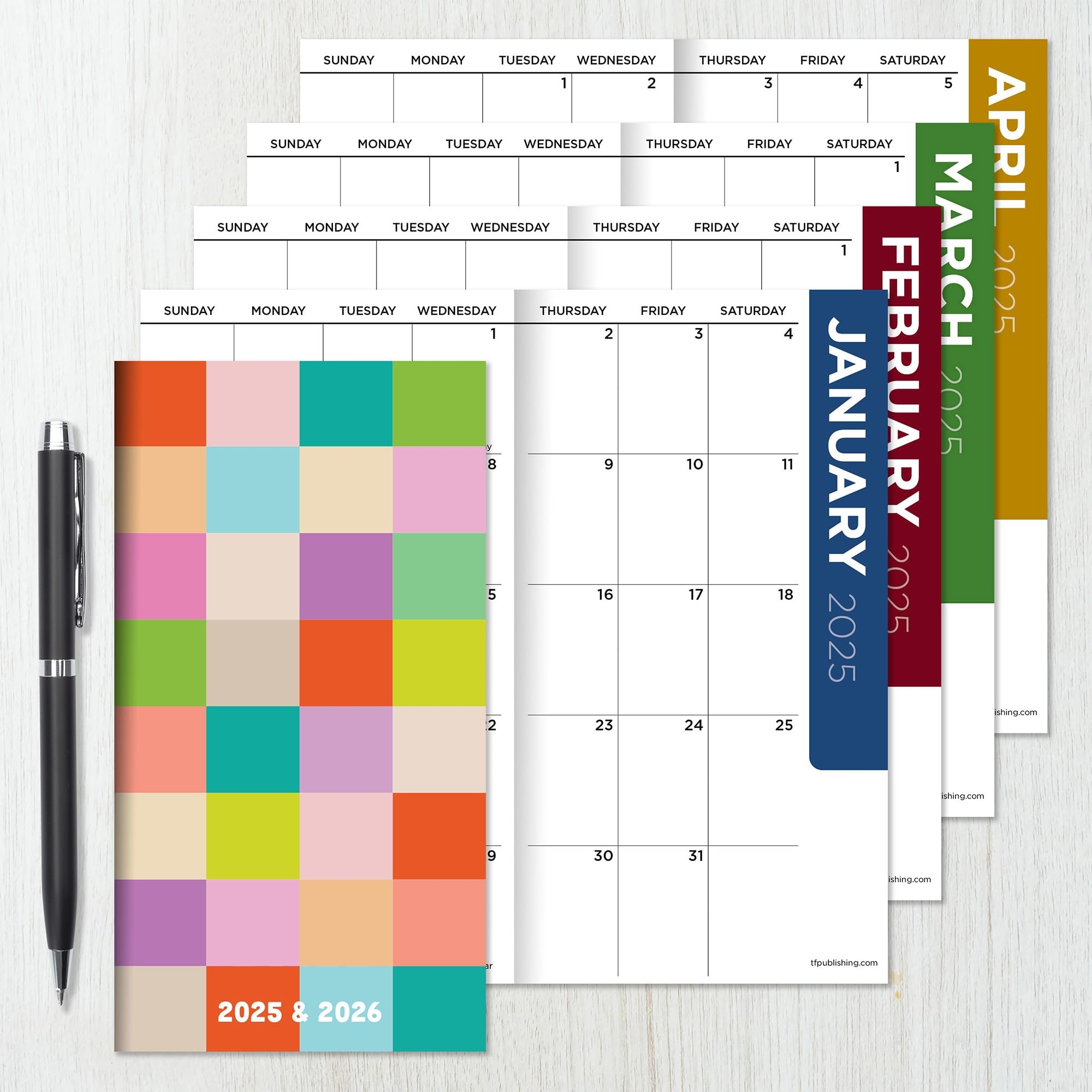 Amazon TF PUBLISHING 2025 2026 Check Your Colors 2 Year Small Monthly Pocket Planner 2 Page Large Calendar Grid And Lined Notes Section In Back Monthly Day Planner For Purse 3 5 X
