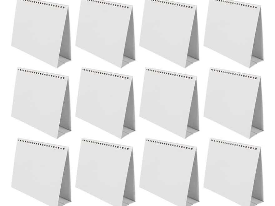 Amazon Wakauto 12Pcs 8inch DIY Blank Small Desk Calendar Making Rack 2025 Calendar Monthly Desktop Calender Standing Refillable Paper Flip Sheet For Office Supplies Office Products