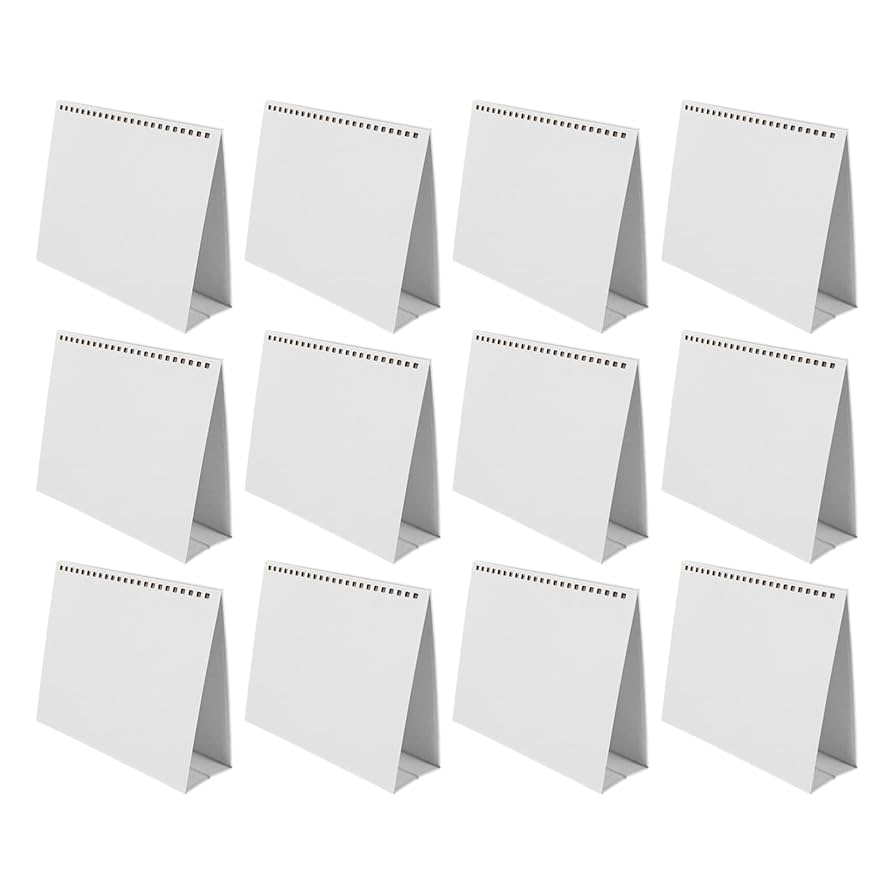 Amazon Wakauto 12Pcs 8inch DIY Blank Small Desk Calendar Making Rack 2025 Calendar Monthly Desktop Calender Standing Refillable Paper Flip Sheet For Office Supplies Office Products