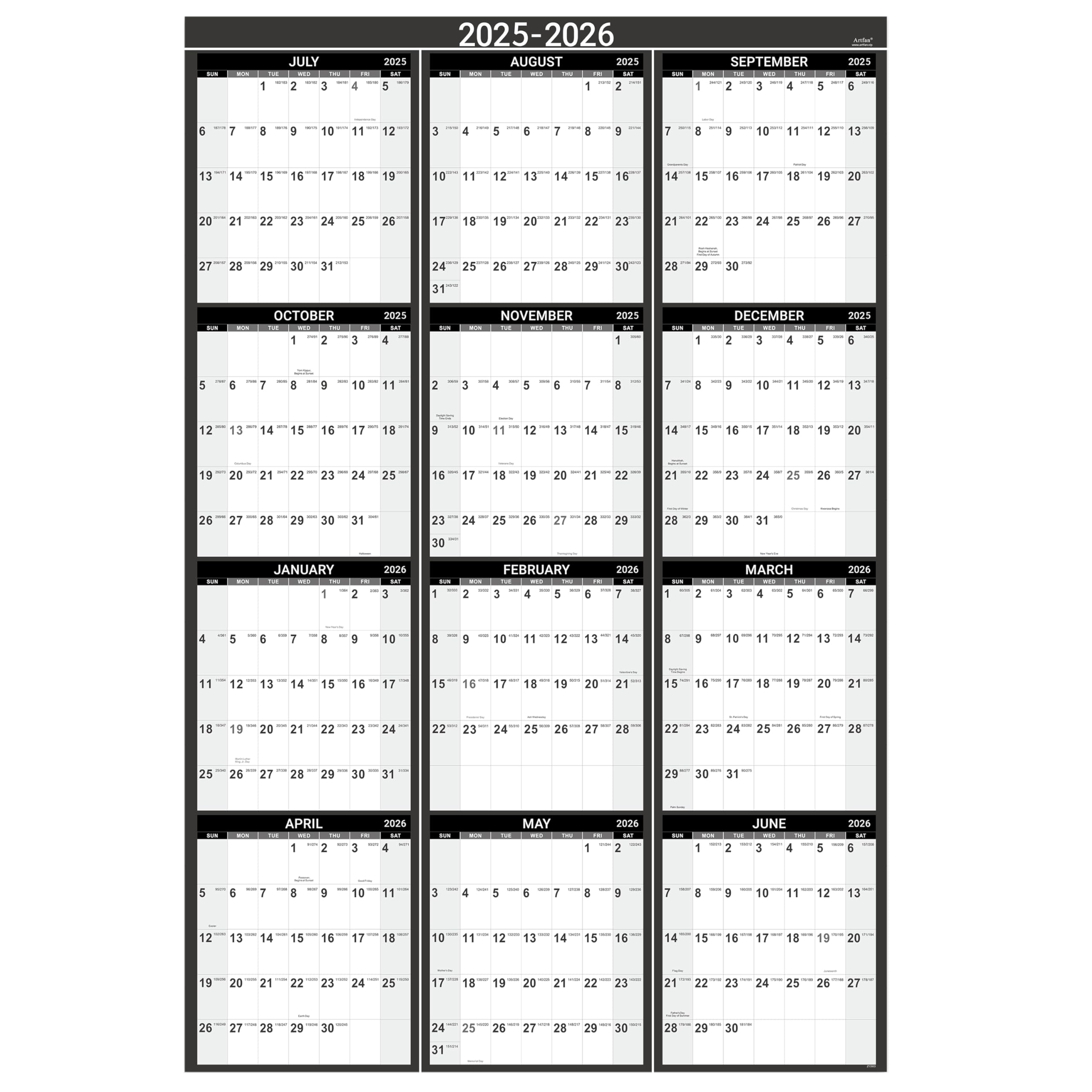 Large Box Blank December 2025 Calendar