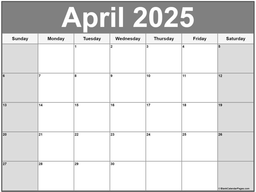 April 2025 Calendar Free Printable Calendars