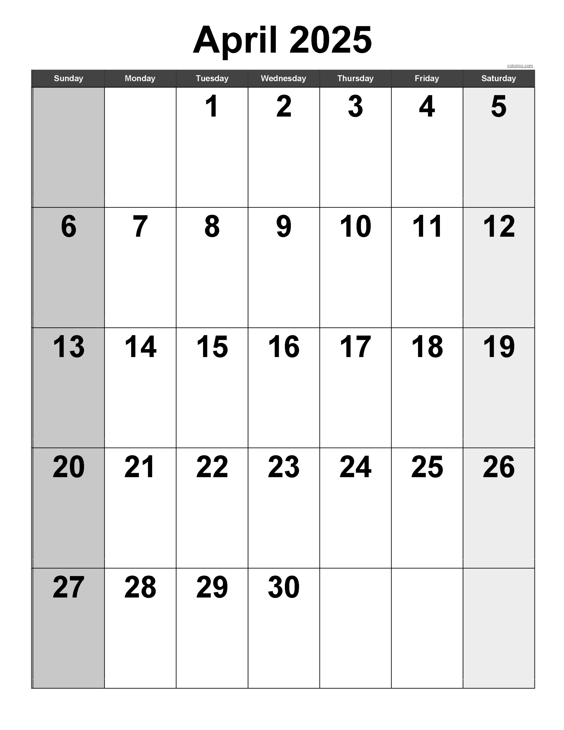 April 2025 Calendar Free Printable PDF XLS And PNG