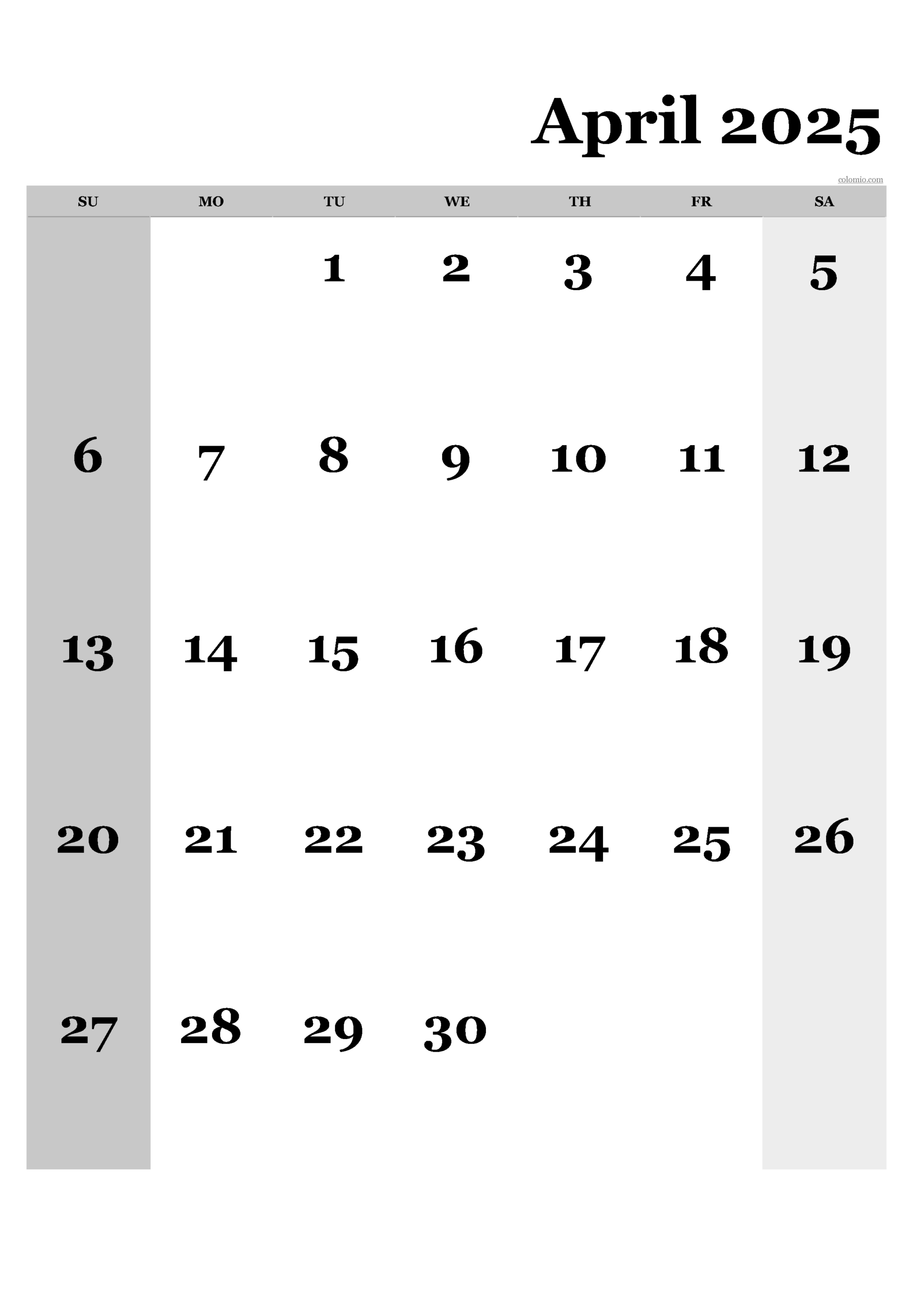 April 2025 Calendar Free Printable PDF XLS And PNG Www colomio
