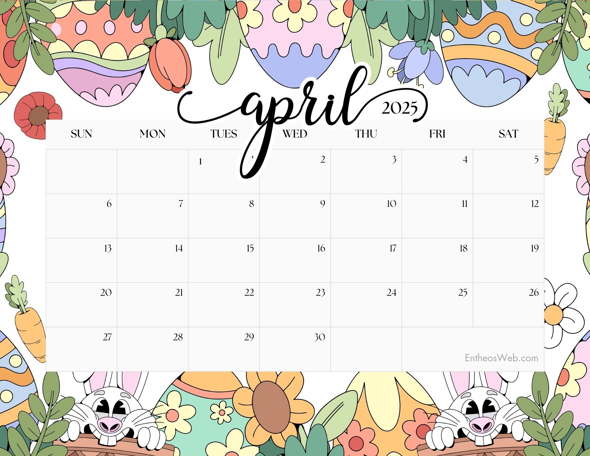 April 2025 Calendar Printables EntheosWeb