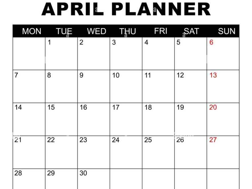 April 2025 Calendar Week Starts On Monday Blank Calendar Template Fits Letter Size Page Stationery Design Simple Set Calendar 2025 Monthly Stock Vector Image Art Alamy