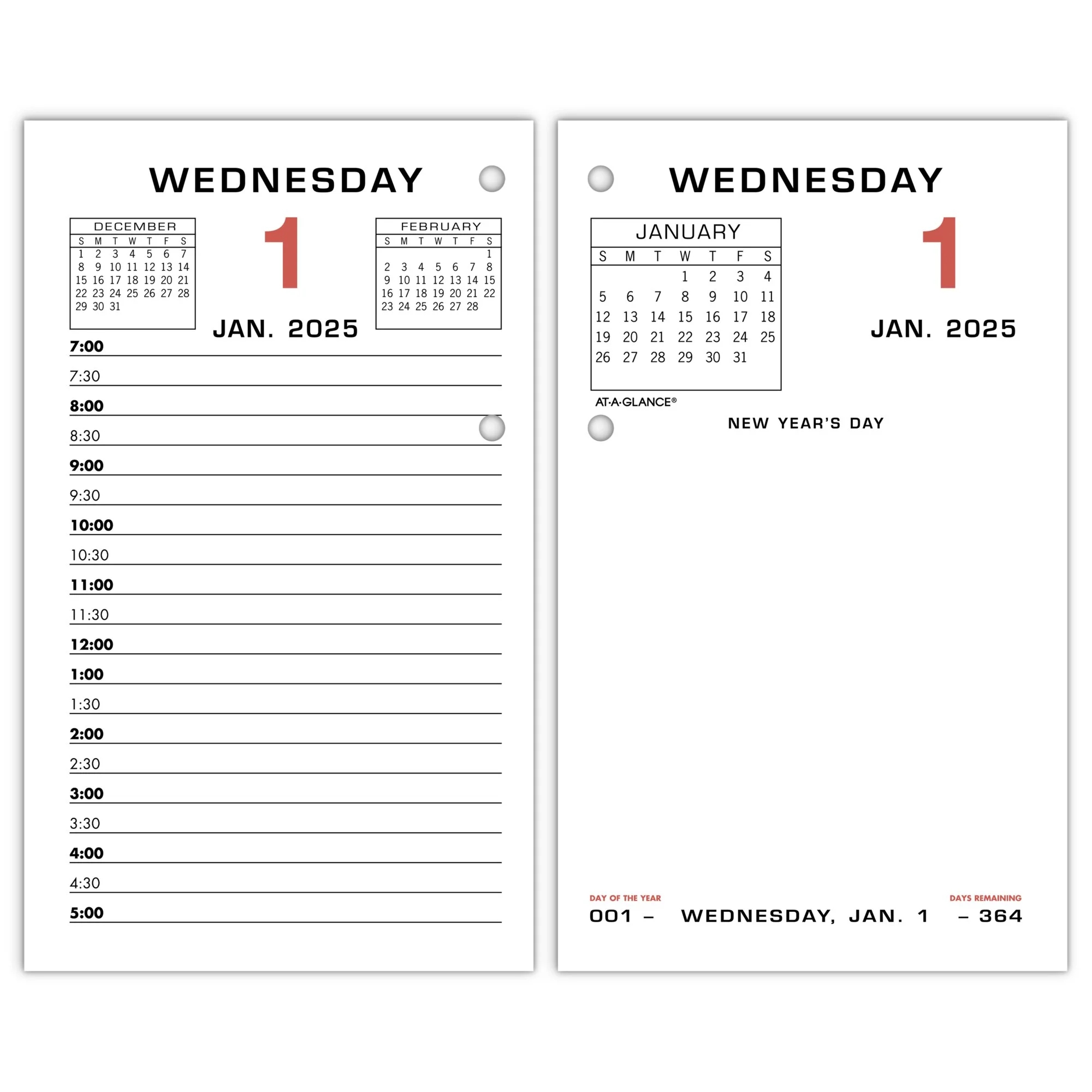 AT A GLANCE 2025 Daily Loose Leaf Desk Calendar Refill Standard 3 12 X 6 Desk Walmart