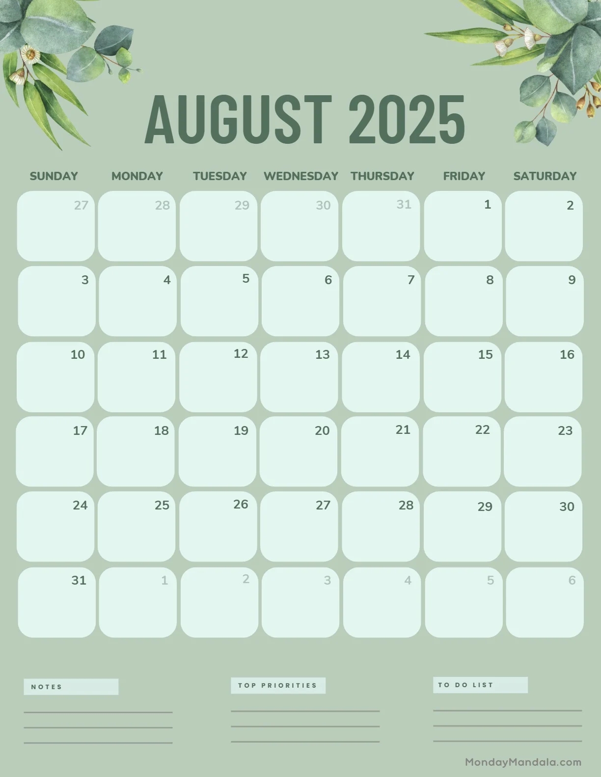 August 2025 Calendar 52 Free PDF Printables 