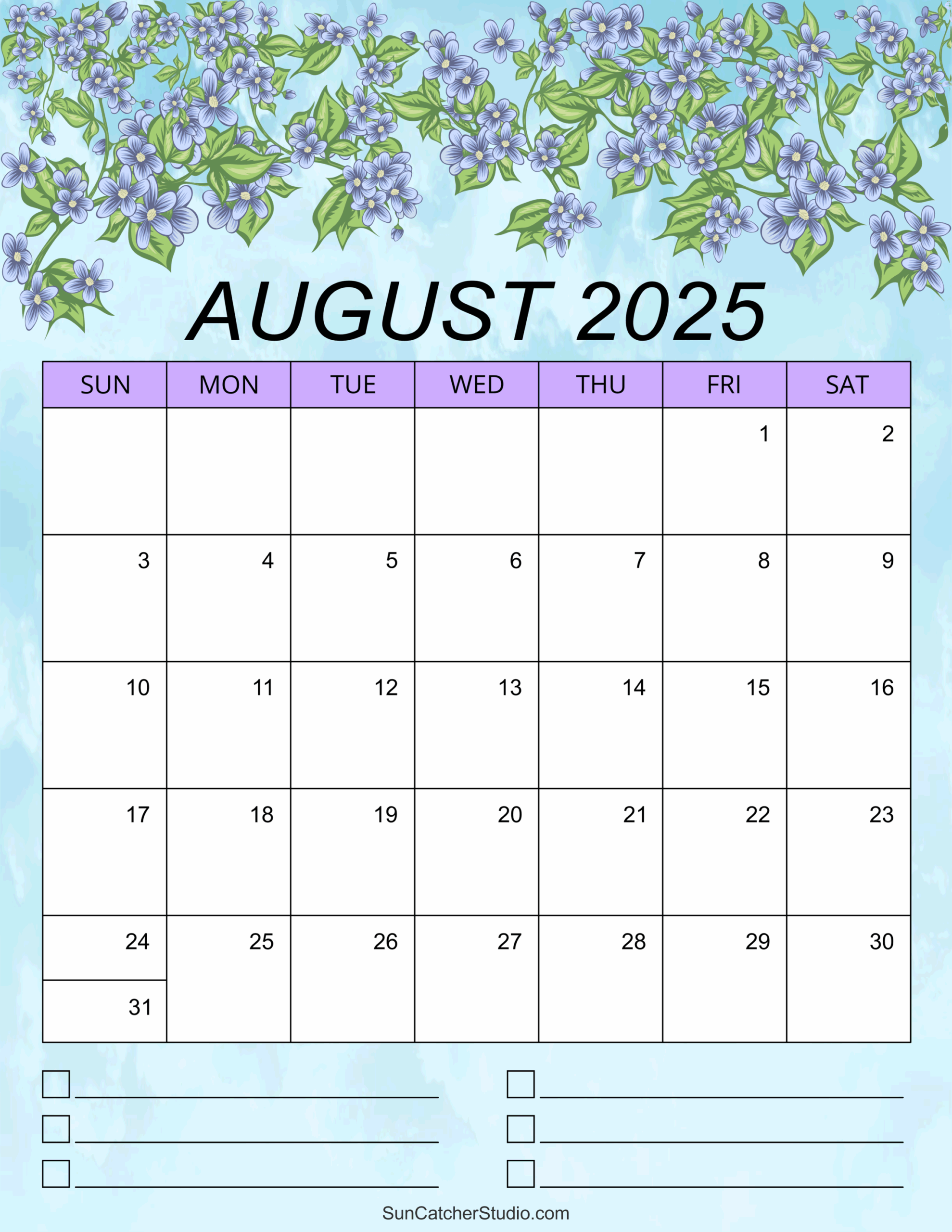 August 2025 Blank Calendar Free