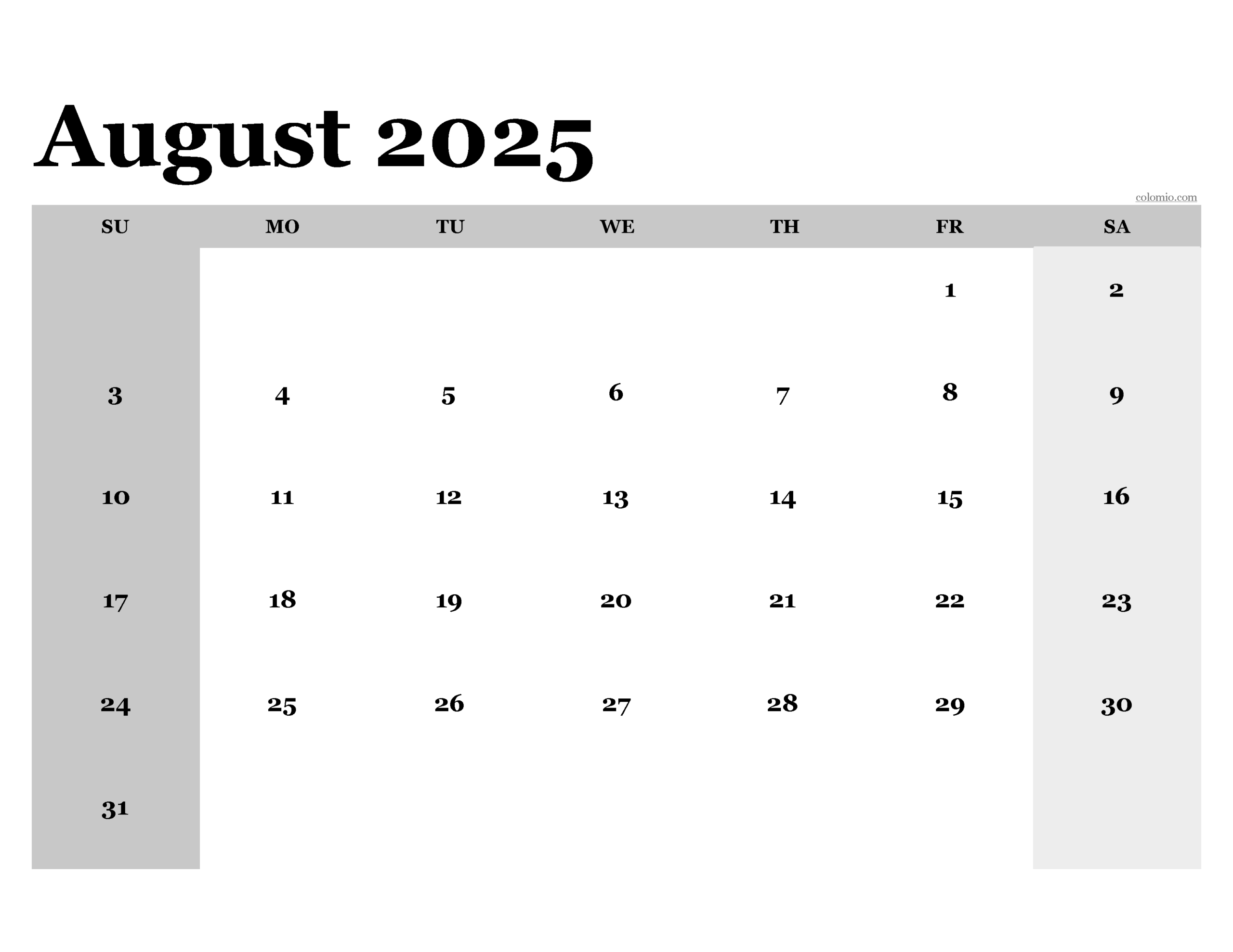 August 2025 Calendar Free Printable PDF XLS And PNG Www colomio