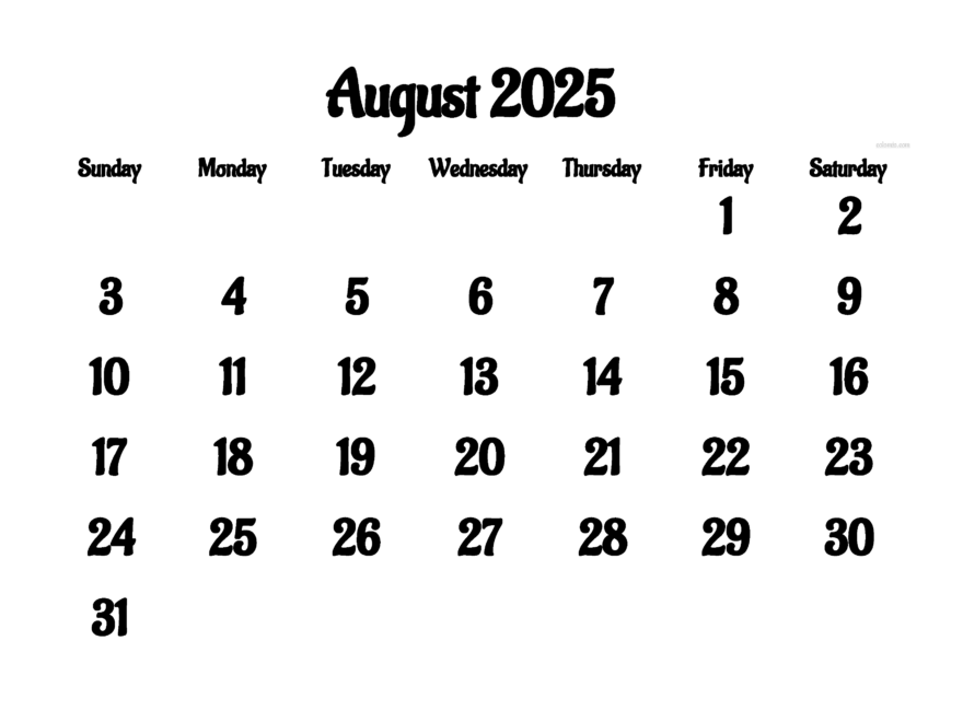 August 2025 Calendar Free Printable PDF XLS And PNG Www colomio