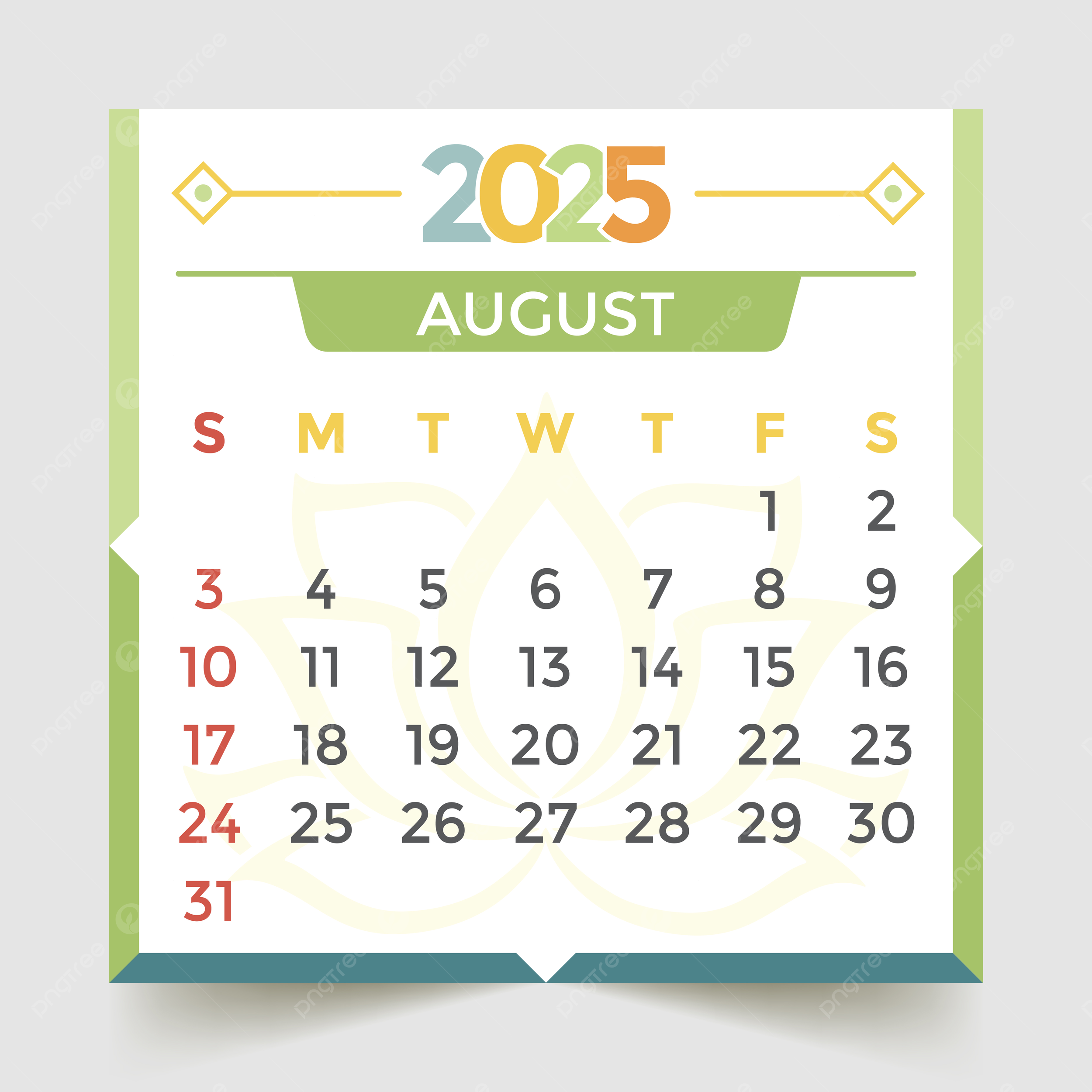 Blank Calendar Sheet August 2025