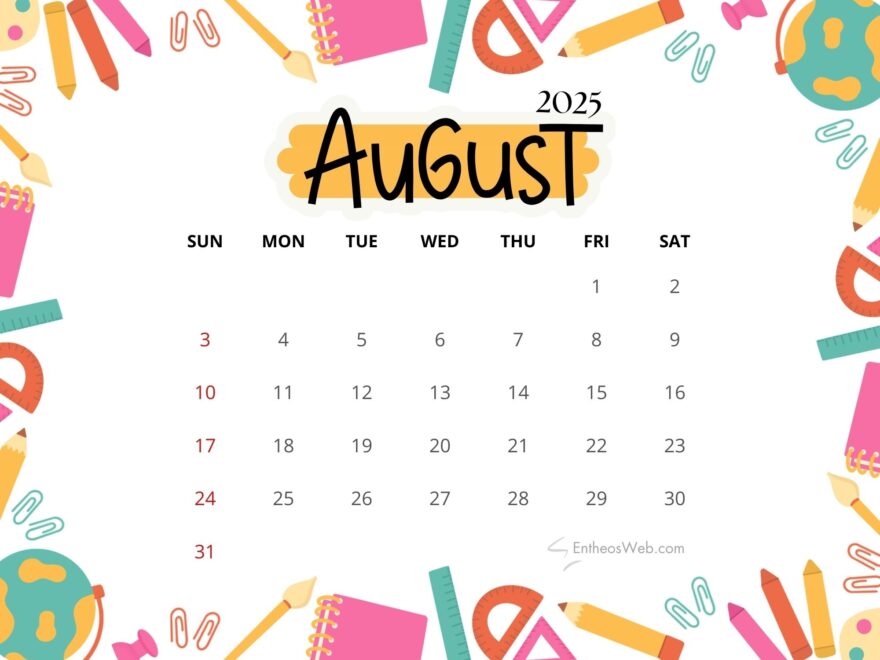 August 2025 Calendar Printables EntheosWeb