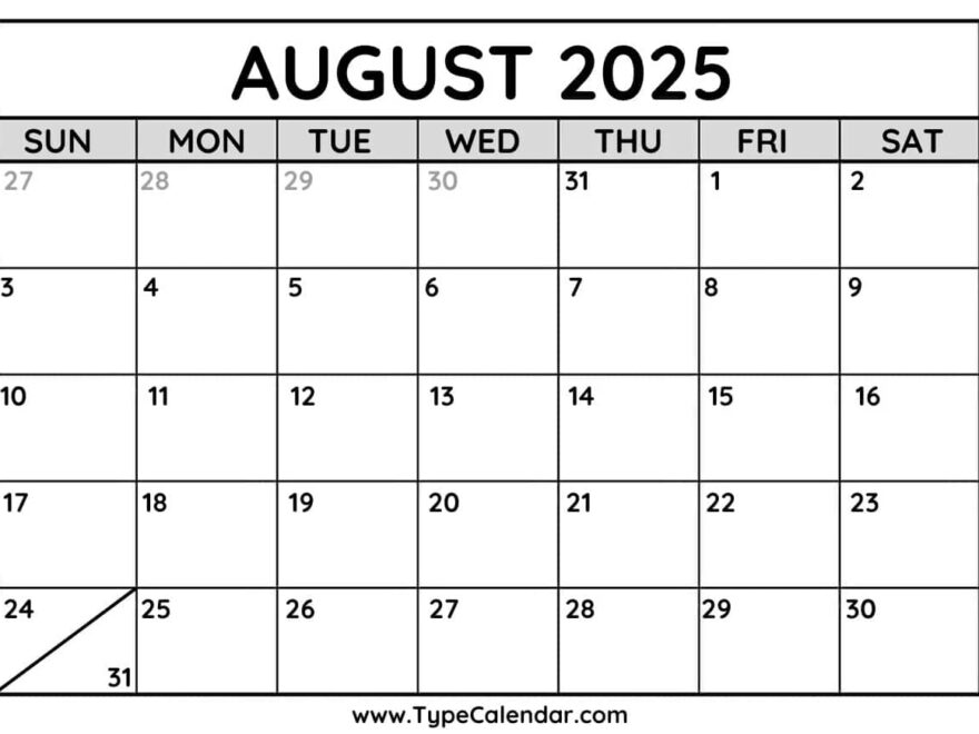 August 2025 Calendars Free Printable Templates