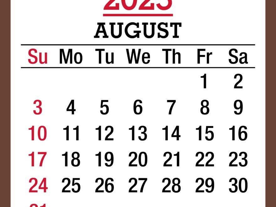 August 2025 Monthly Calendar With Holidays Printable Free Brown Sunday Start PashaCoffee