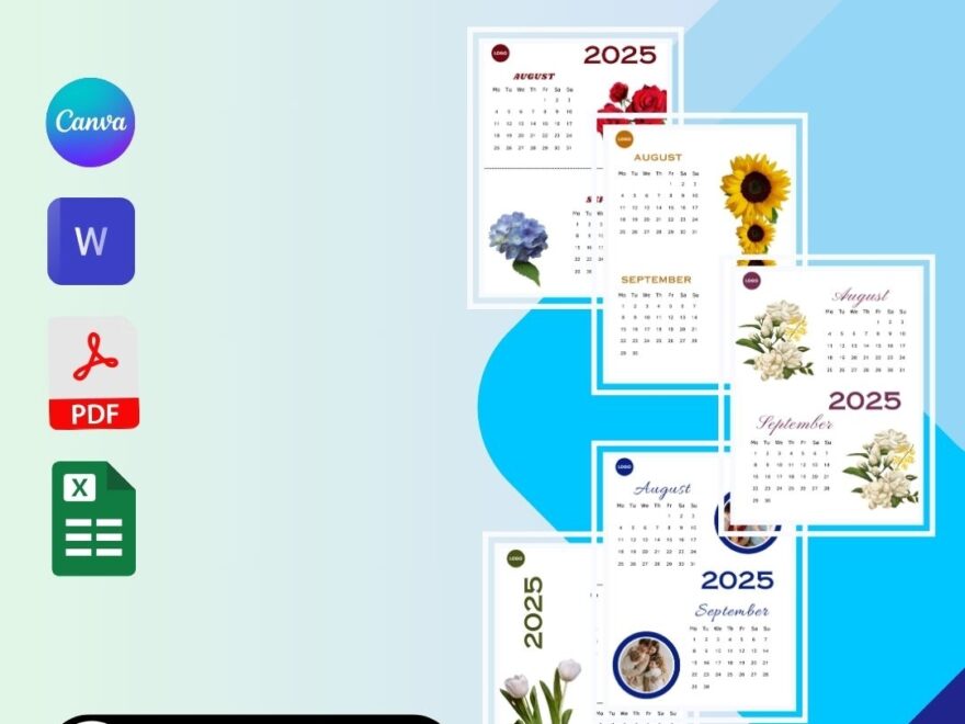 August September 2025 Calendar Printable PDF Word Excel