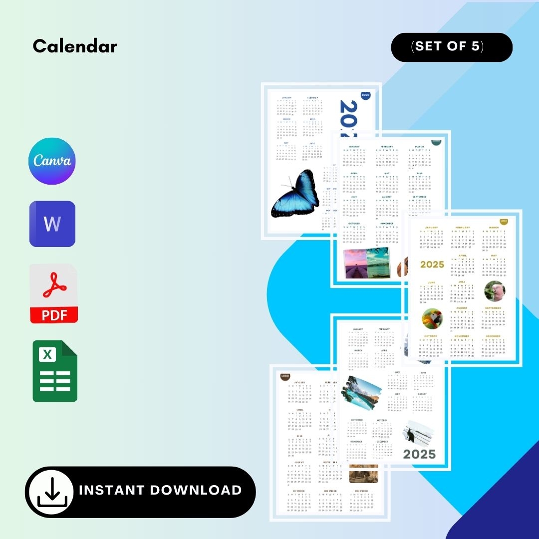 Blank 2025 Calendar Printable Template In PDF Word Excel