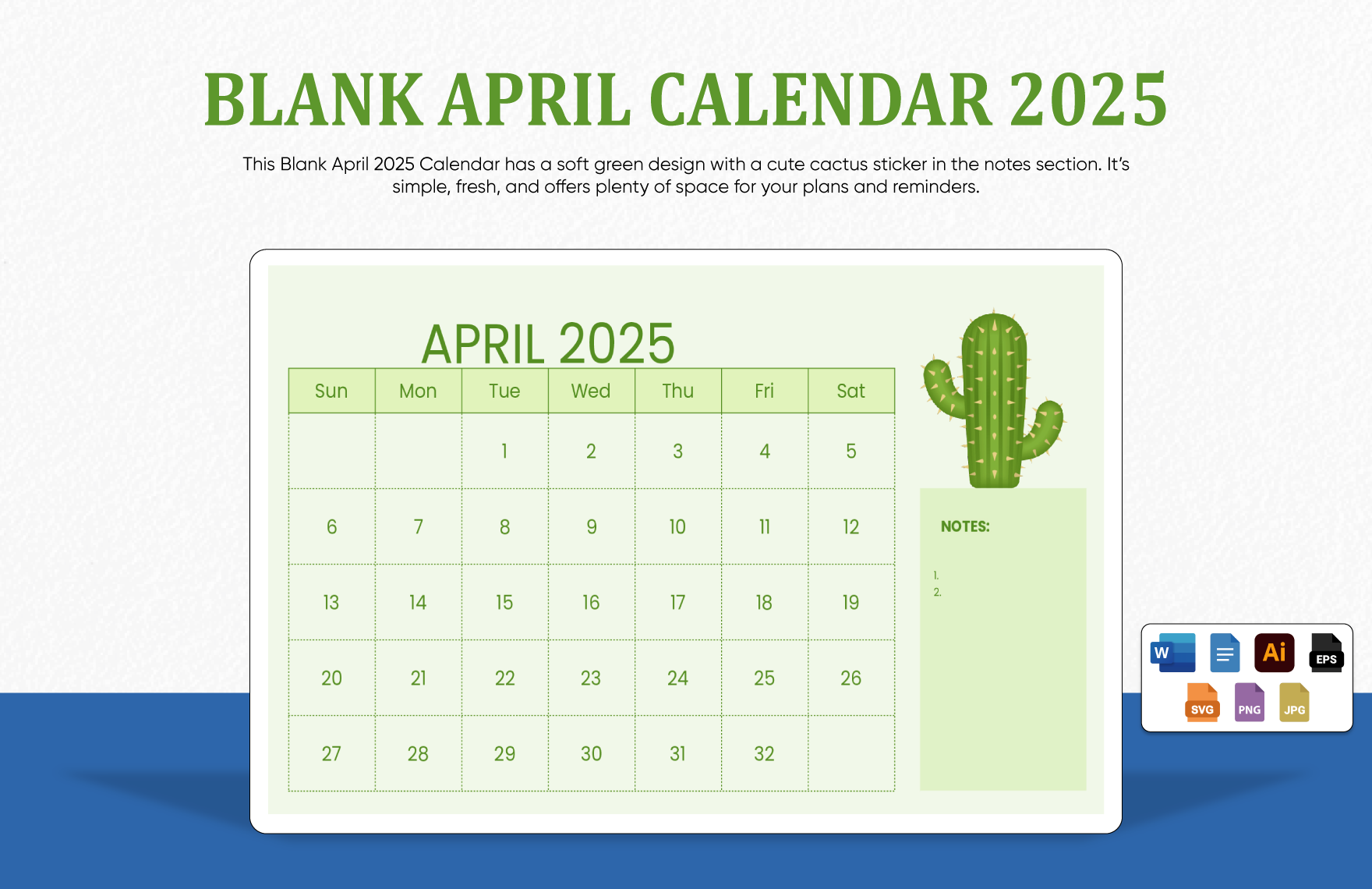 Blank 2025 Calendar Goo