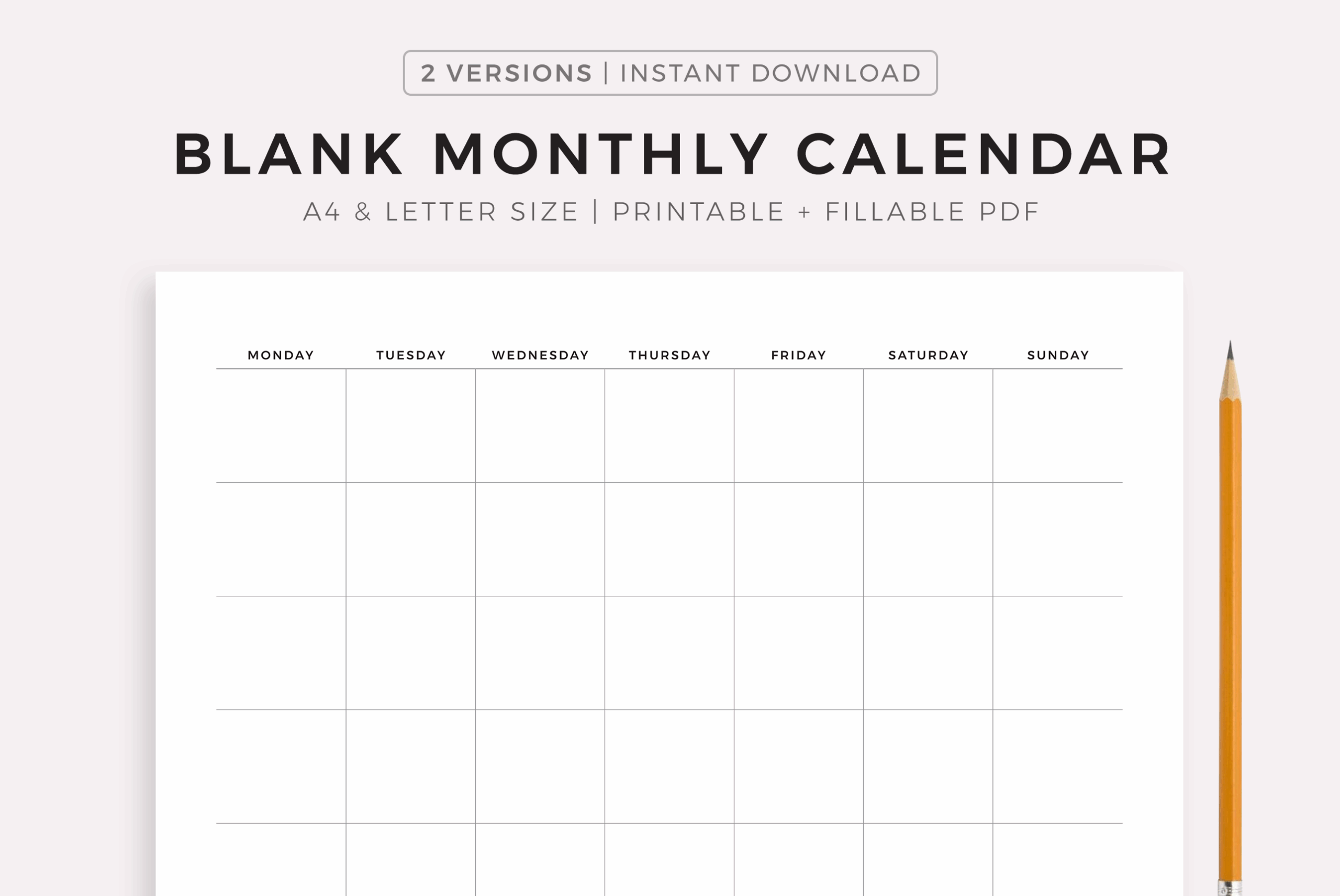 Large Lanscape Blank 2025 Calendar Templates