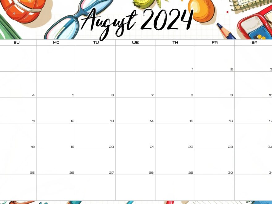 Blank School Calendar 2024 2025 august To June Printable Digital Download Monthly Calendar Template Editable PDF Printable Calendar Etsy