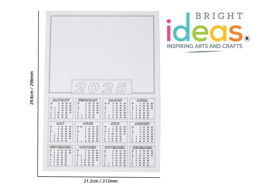 Bright Ideas 2025 Calendar A4 Blanks For Kids To Colour And Decorate For School Crafts Ideal For The Classroom A4 Calendar Showing 12 Months Pack Of 50 Calendar Blanks 200gsm