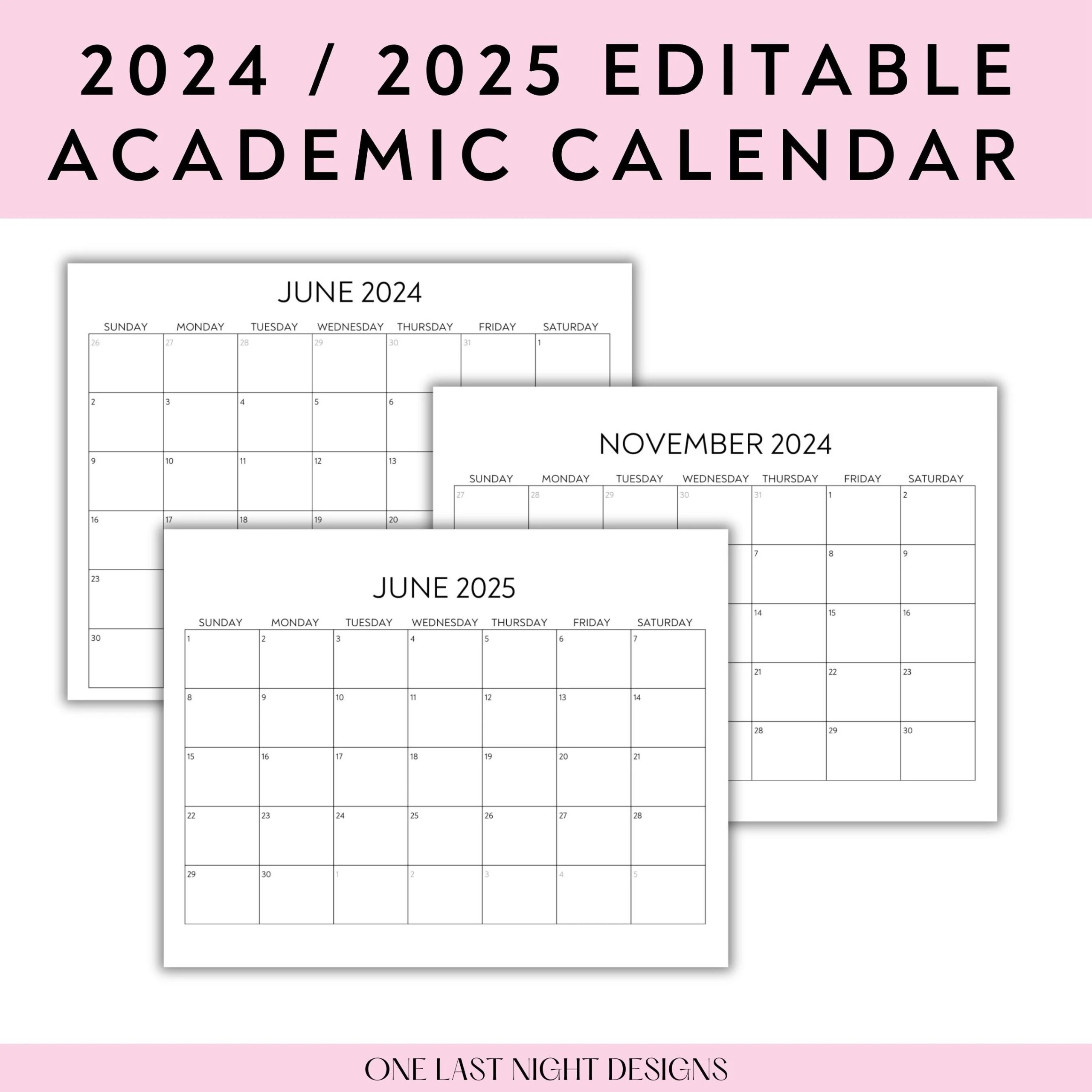 Buy 2024 2025 Monthly Academic Calendar Minimal Blank Calendar Digital Download Editable PDF Canva Template Link Editable Calendar Online In India Etsy