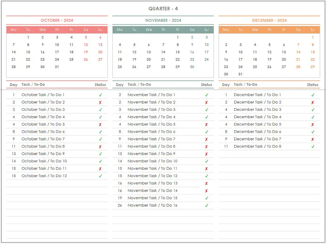 Buy 2025 Quarterly Calendar With Task List Excel Template 2025 Quarterly Planner Excel Template 2025 Task Tracker Excel Template Online In India Etsy