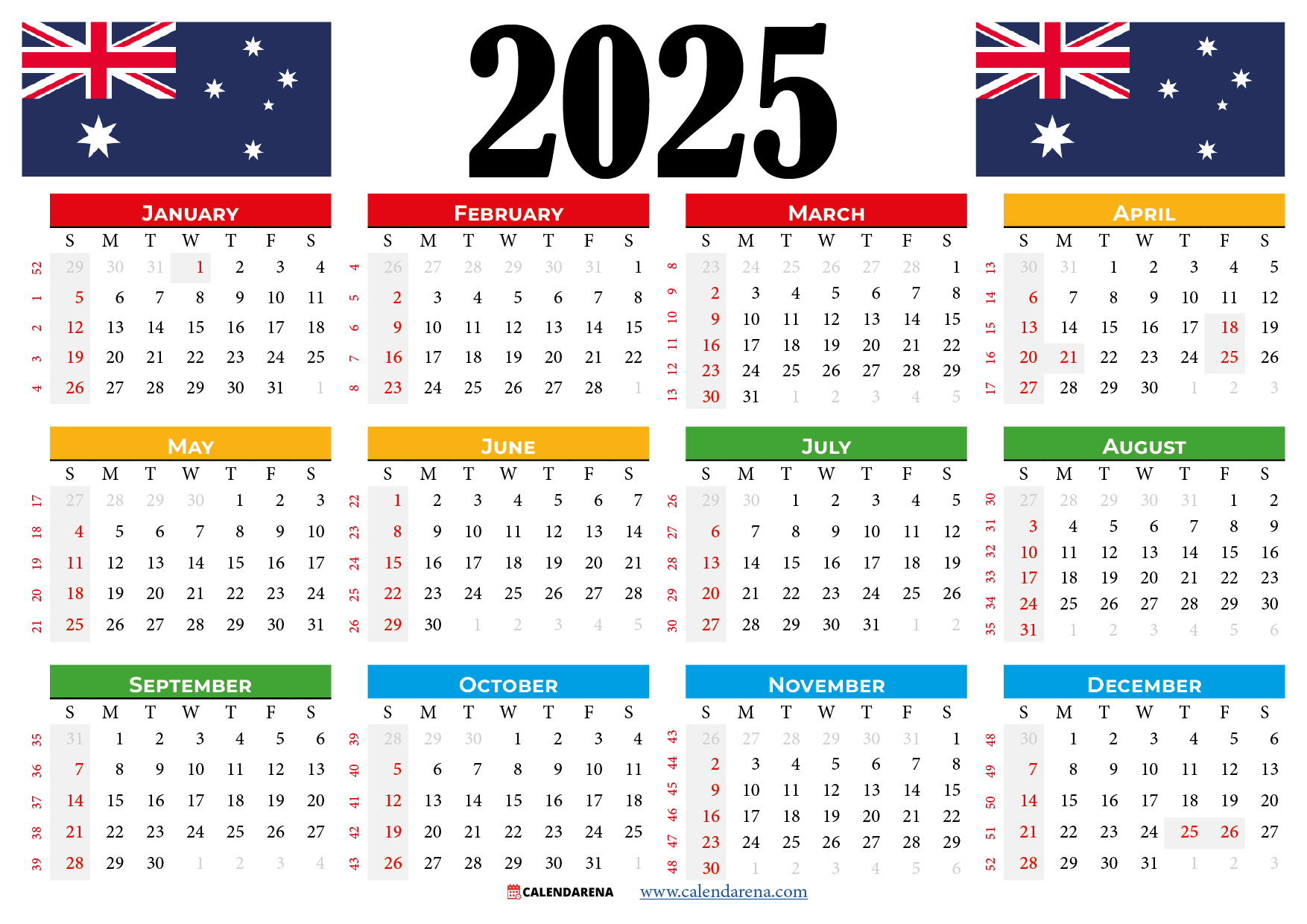 Blank Calendar 2025 Au