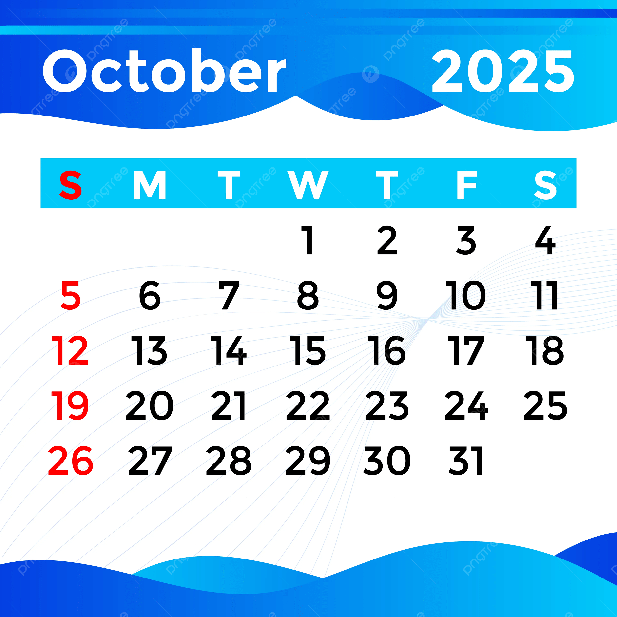 Blank October 2025 Calendar Purple